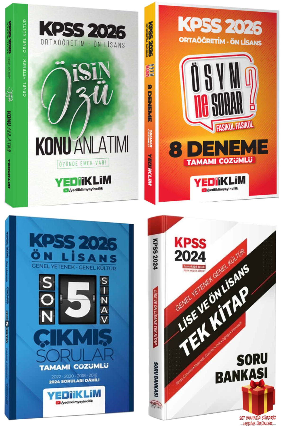 Yediiklim Yayınları 2026 Yediiklim KPSS Ortaöğretim Ön Lisans Konu Anlatım+Ortaöğretim Ön Lisans Deneme+Çıkmış S+SB