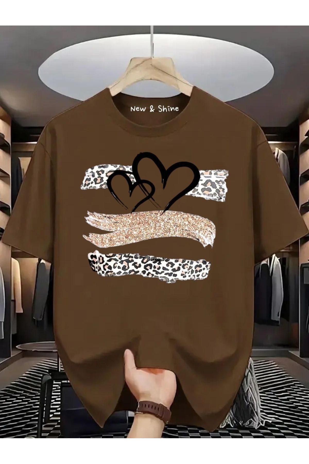 New Shine Kalpler Baskılı Oversize T-Shirt