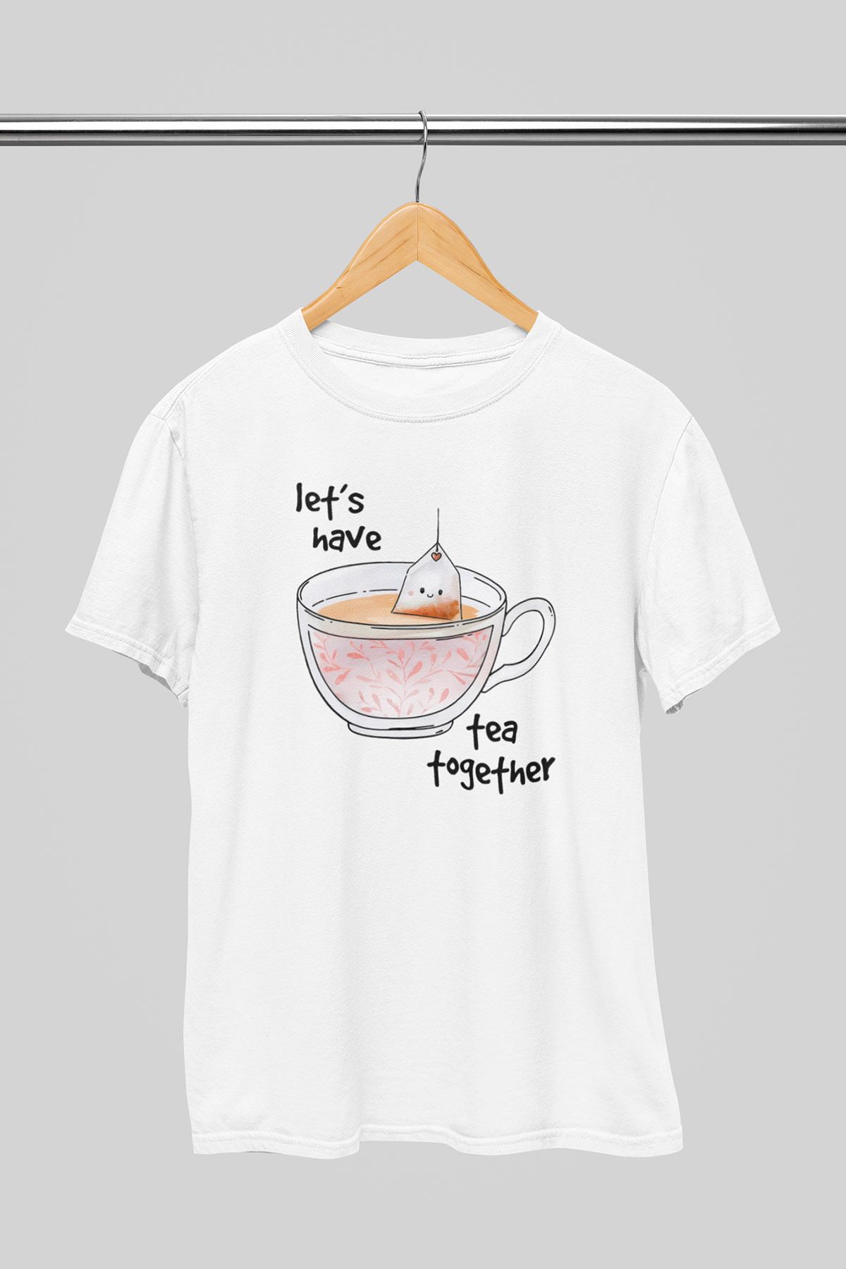 giftkonsept Let's Have Tea Together Sevgili Hediyelik %100 Pamuklu Regular Beyaz Tişört