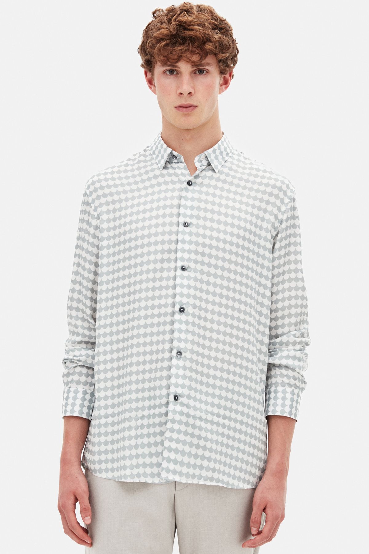 Tween Slim Fit Gri Baskılı Gömlek