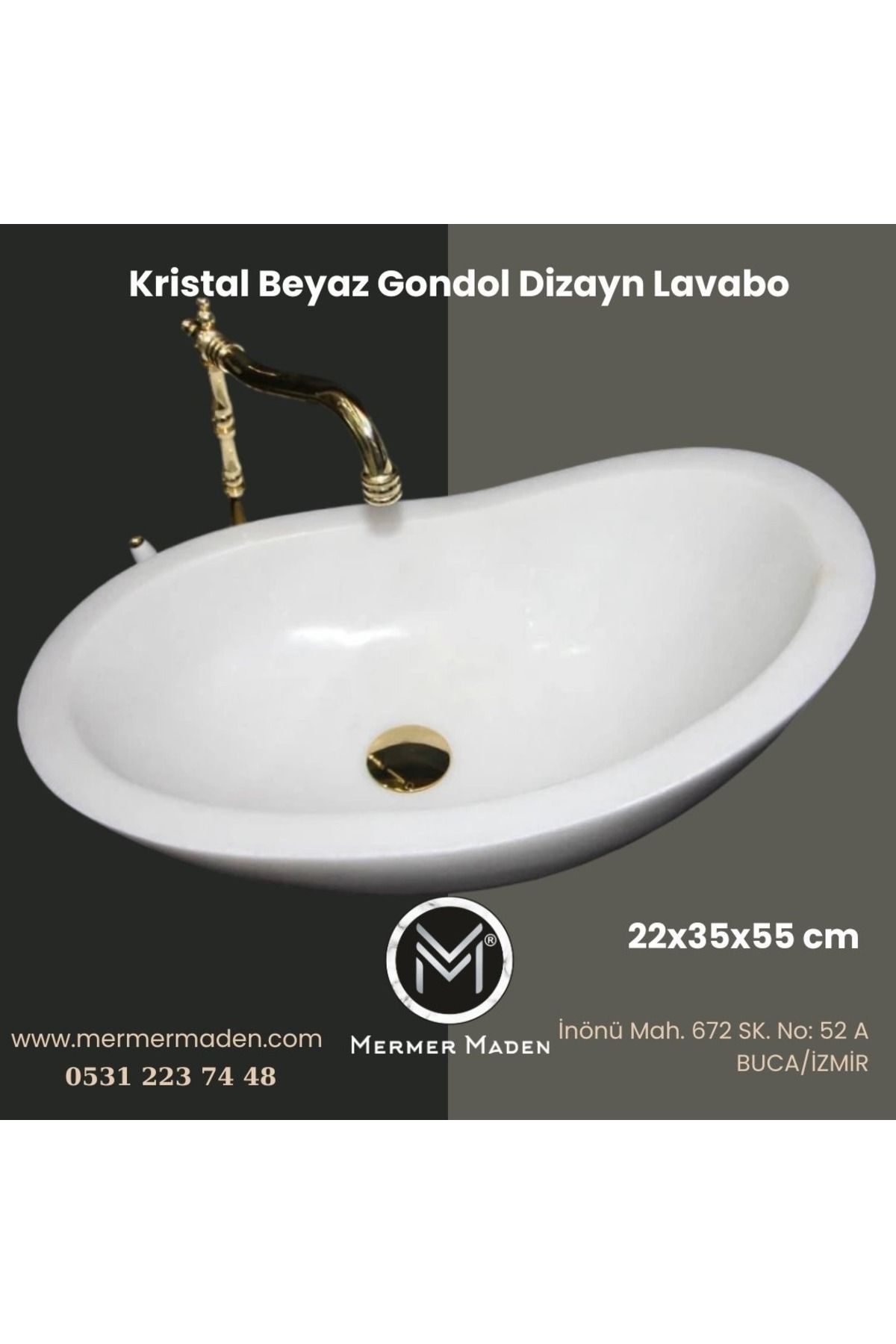 entrend11 Kristal Beyaz Gondol Dizayn Lavabo