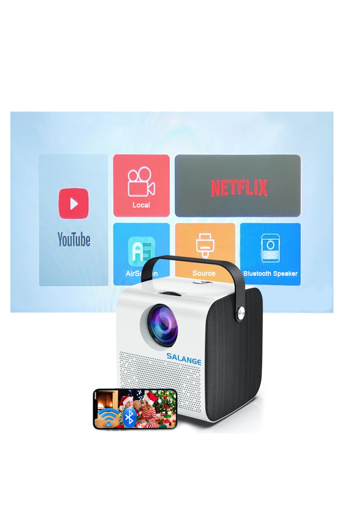 Linomag-Mini WiFi Bluetooth Projector, 720p HD, 4000 Lumens, HDMI, Screen Mirroring for Android/iOS 4