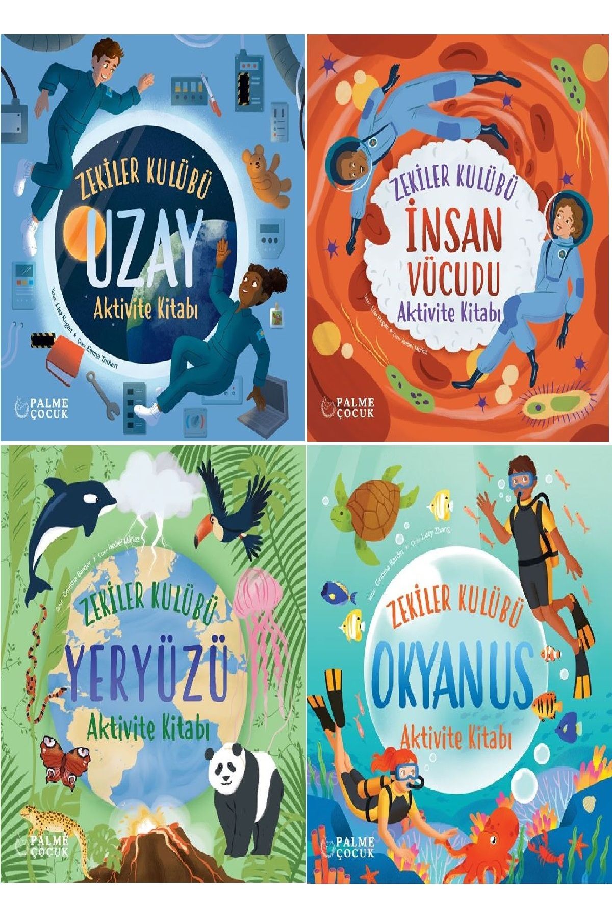 Palme Yayınevi ZEKİLER KULÜBÜ UZAY-İNSAN VÜCUDU-YERYÜZÜ-OKYANUS AKTİVİTE KİTABI (4 KİTAP)