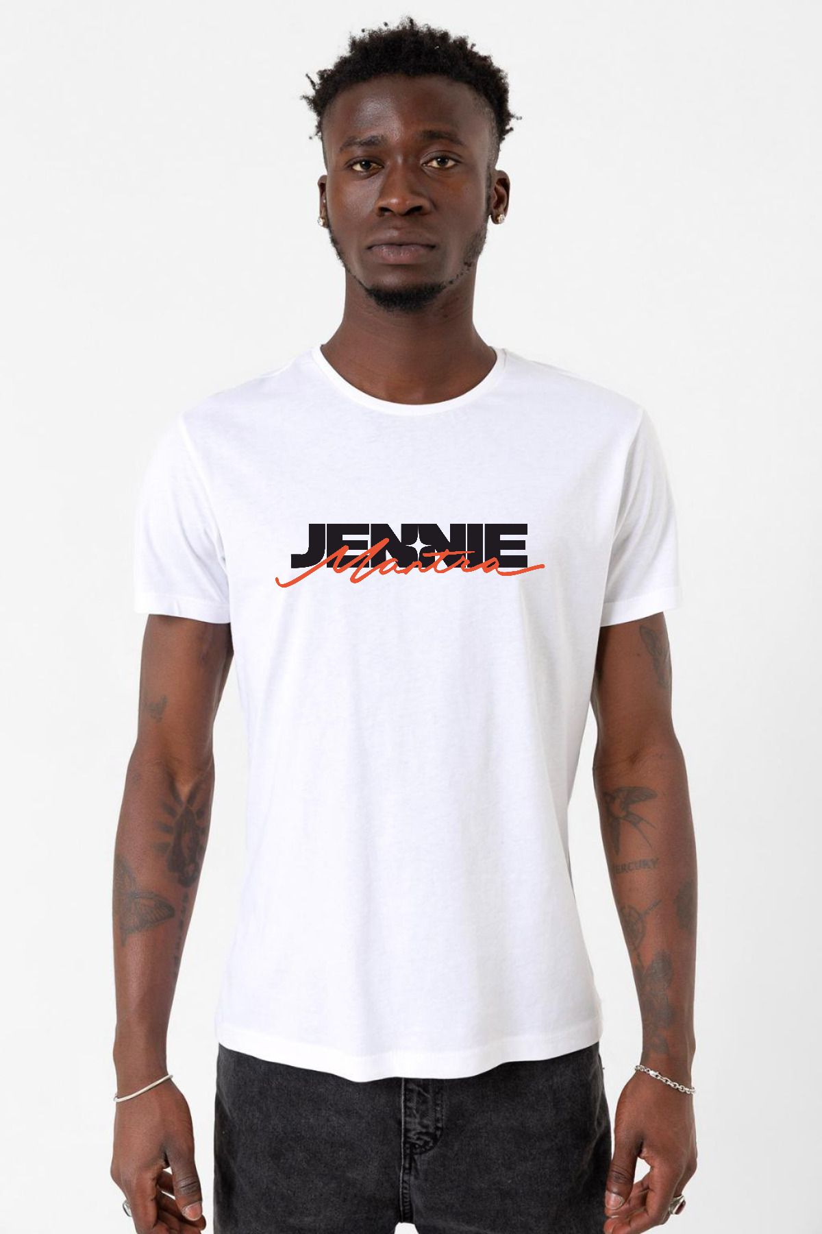 Tshirthane Jennie Mantra Beyaz Erkek Bisikletyaka Tshirt