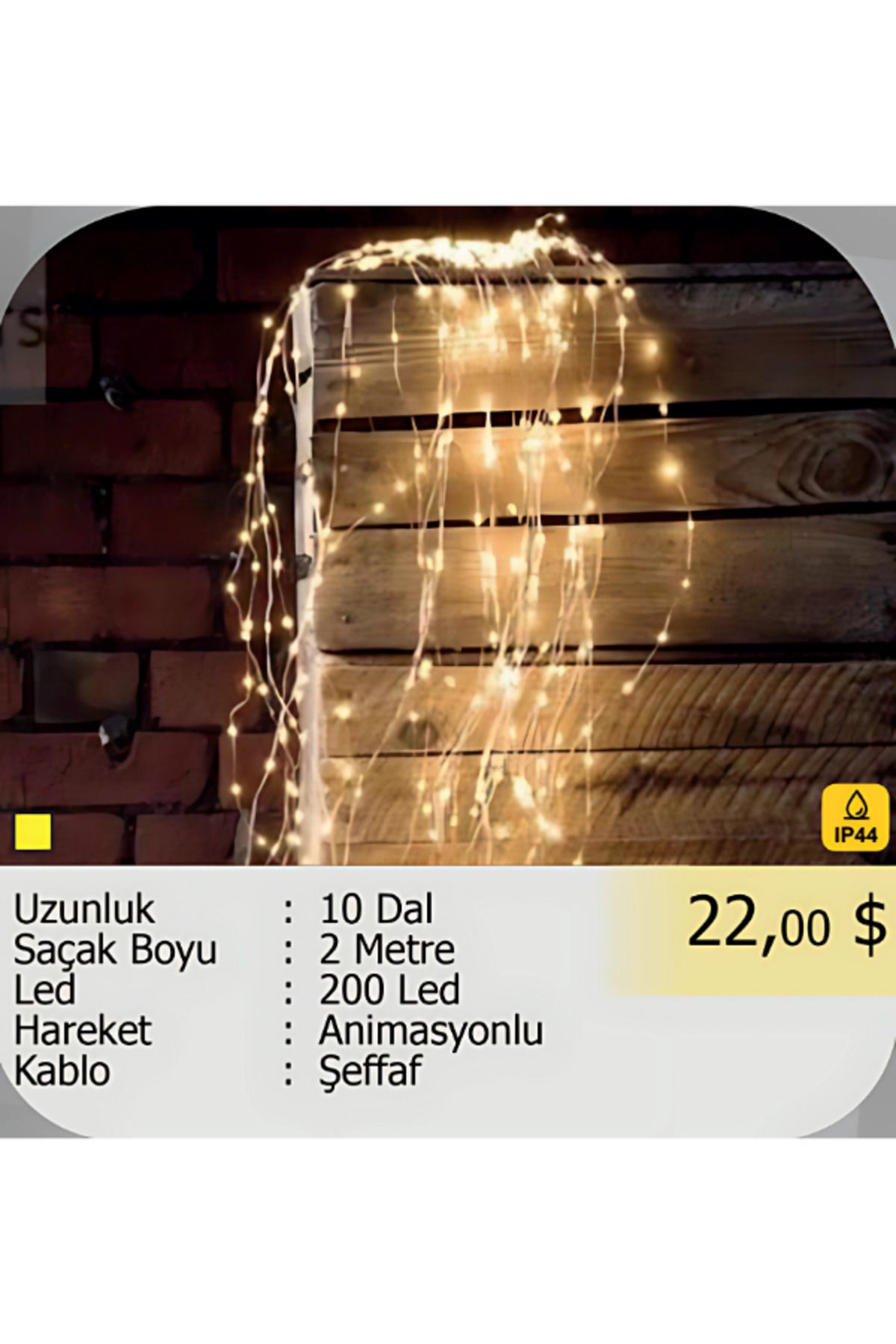 ELKHOUSE ElektrikHouse LED Peri Işığı 200 Led Animasyonlu - 2 Metre 10 Dal