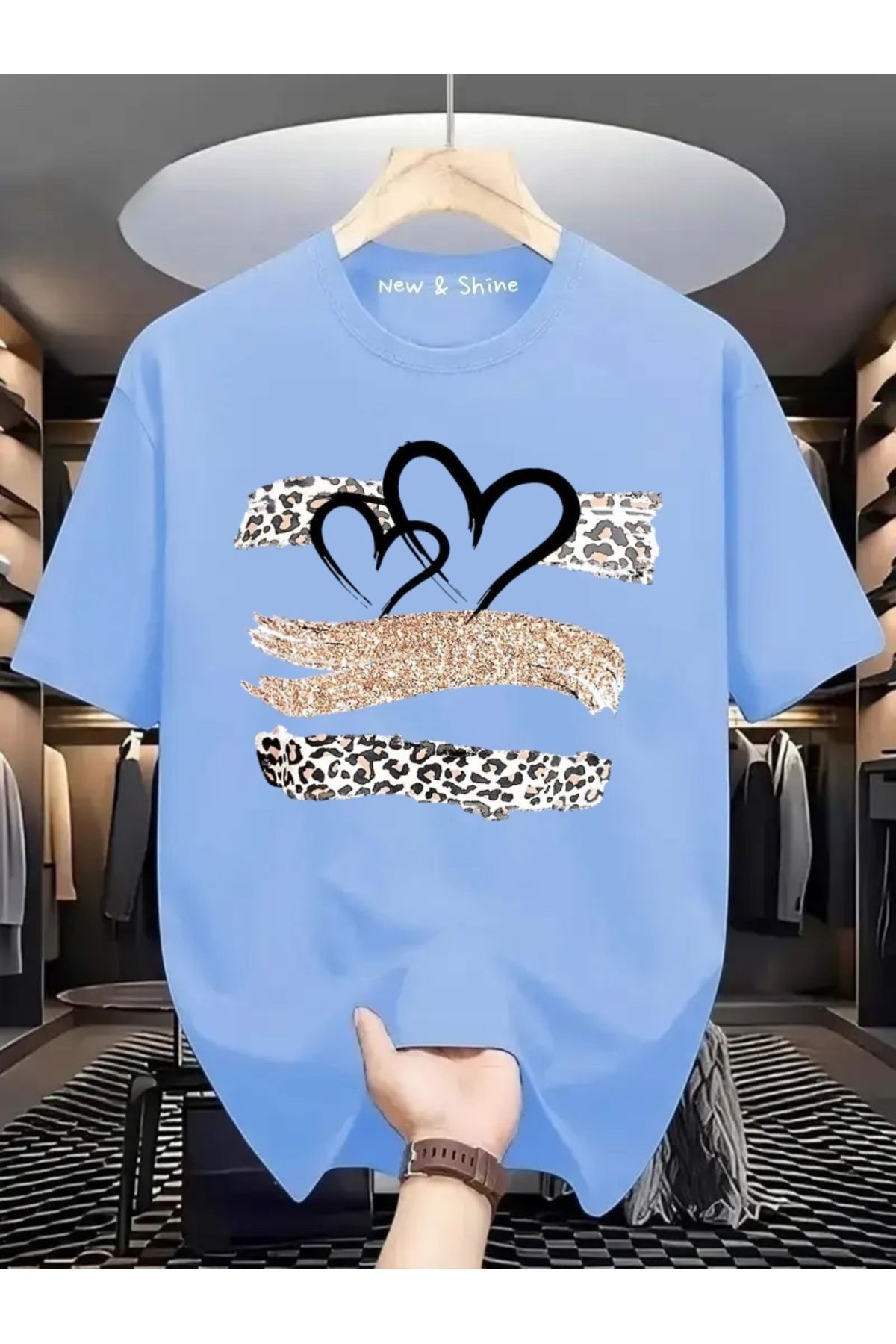 New Shine Kalpler Baskılı Oversize T-Shirt