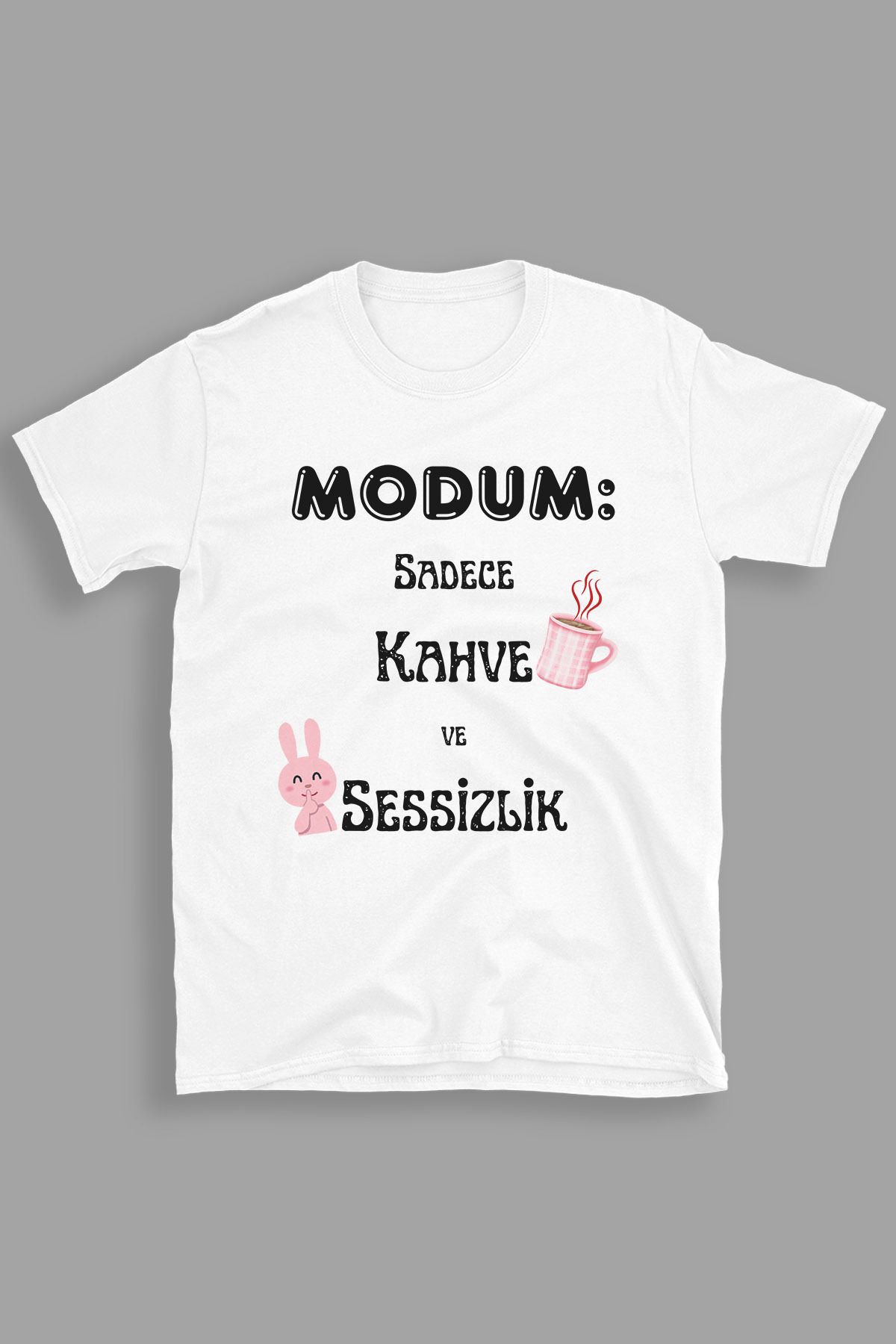 giftkonsept Modum Sadece Kahve Ve Sessizlik Komik Hediyelik %100 Pamuklu Regular Beyaz Tişört