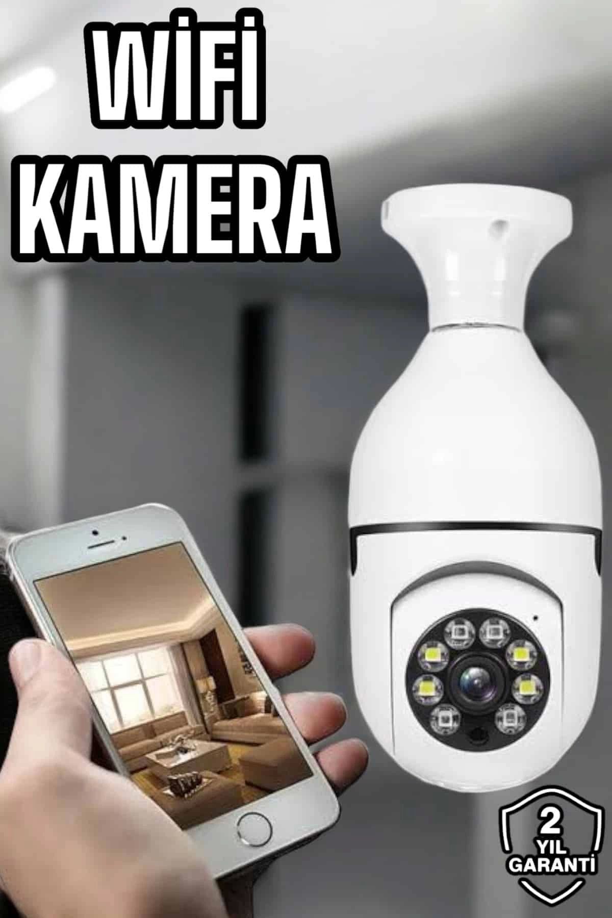Silahlı Tower Ampul Görünümlü Güvenlik Kamerası Duylu Wifi Kamerası Dönebilen