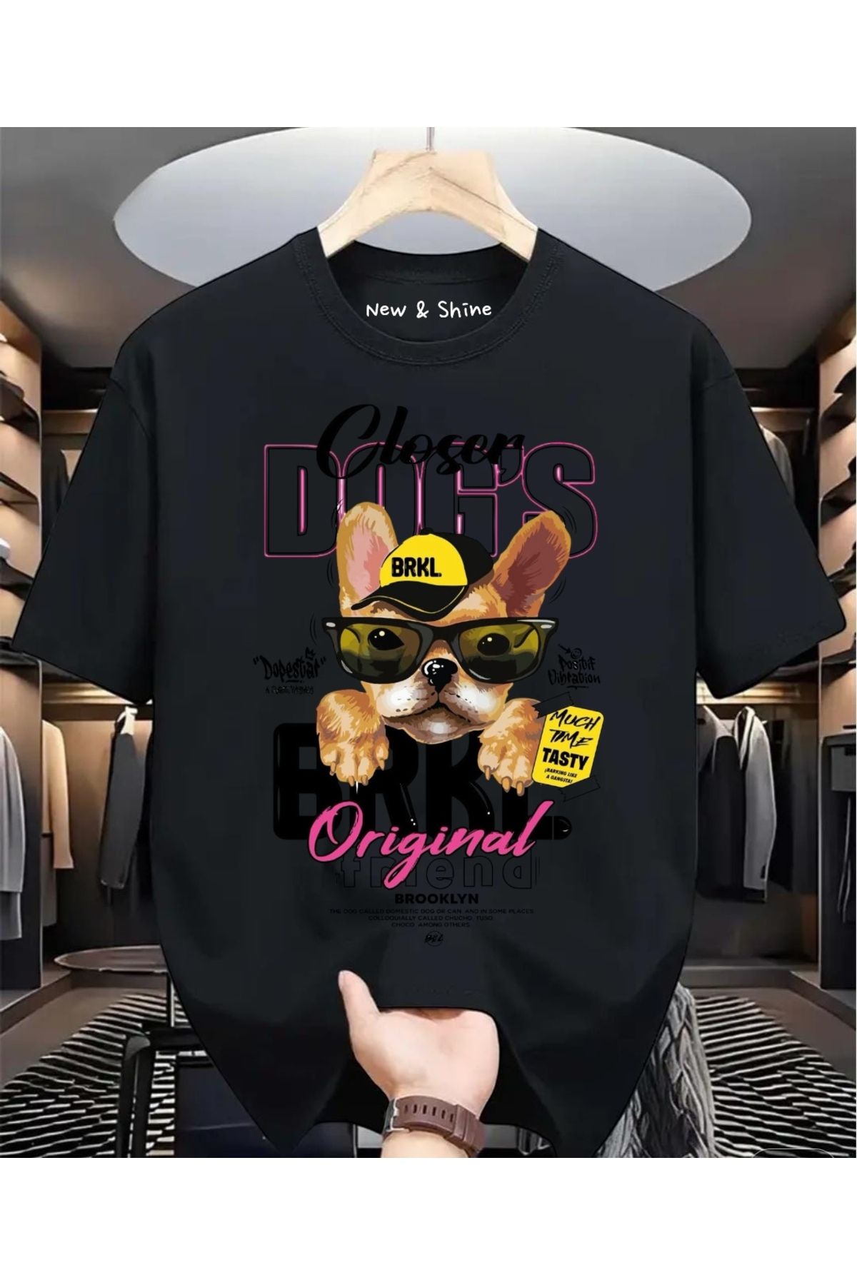 New Shine Köpek Baskılı Oversize T-Shirt