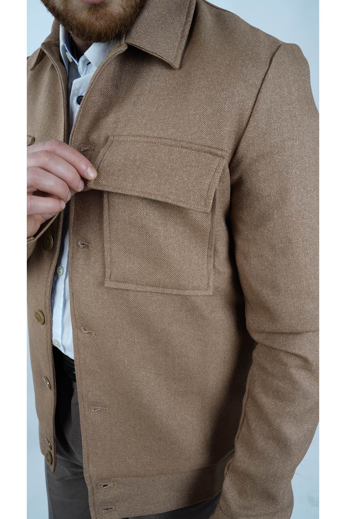 Koch London  Erkek Camel Renk Regular Fit Cepli Mevsimlik Ceket - Görsel 6