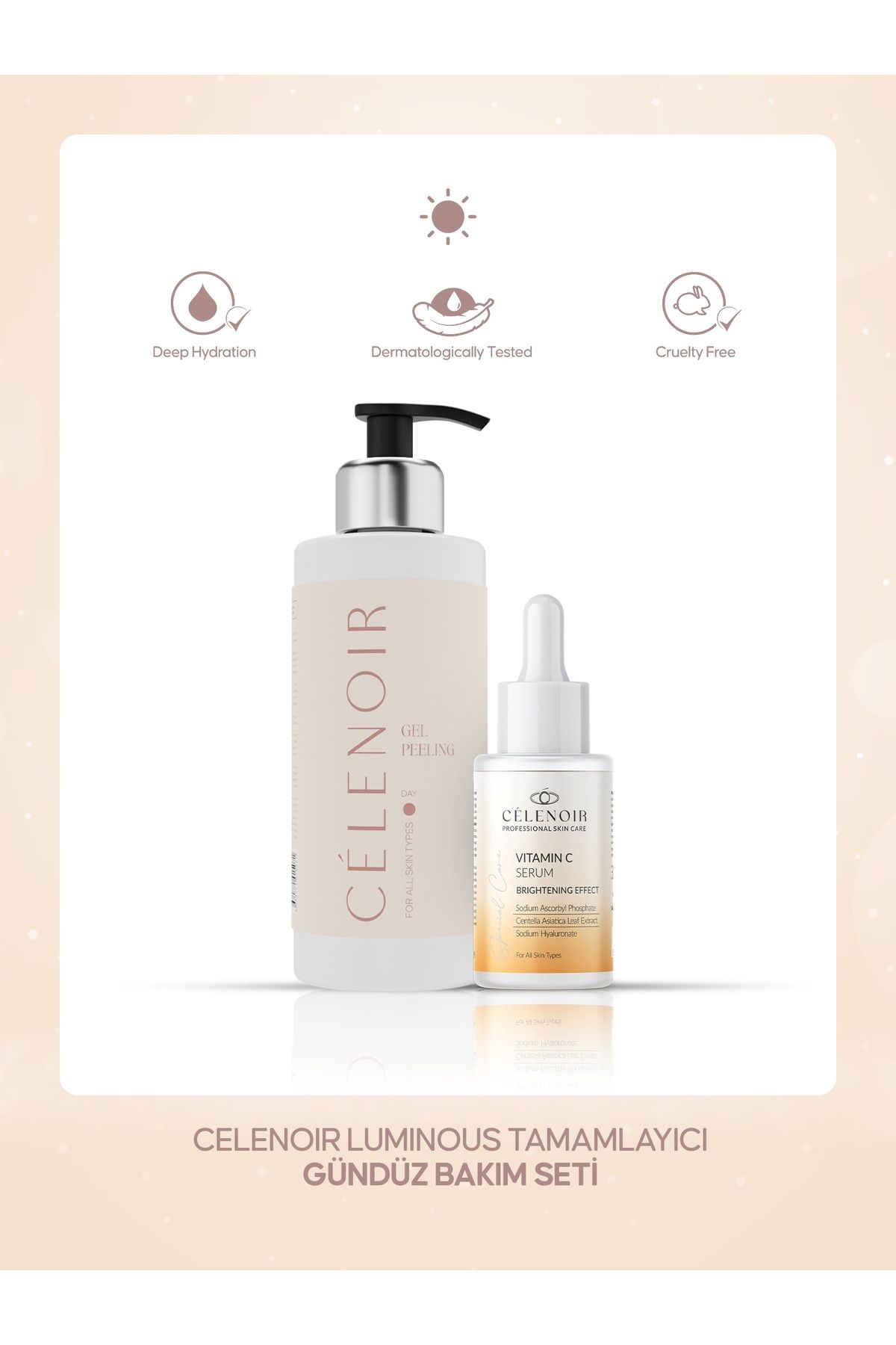 Celenoir Vitamin C Serum | Jel Peeling ile Tamamlayıcı Bakım | Aydınlatıcı & Anında Etki Temizlik |