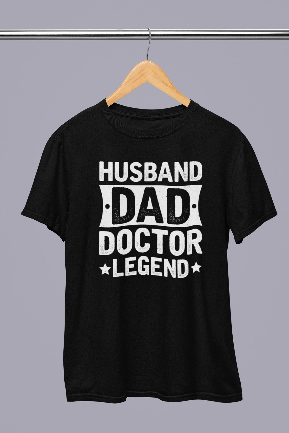 giftkonsept Husband Dad Doctor Legend Doktor Hediyelik %100 Pamuklu Regular Siyah Tişört