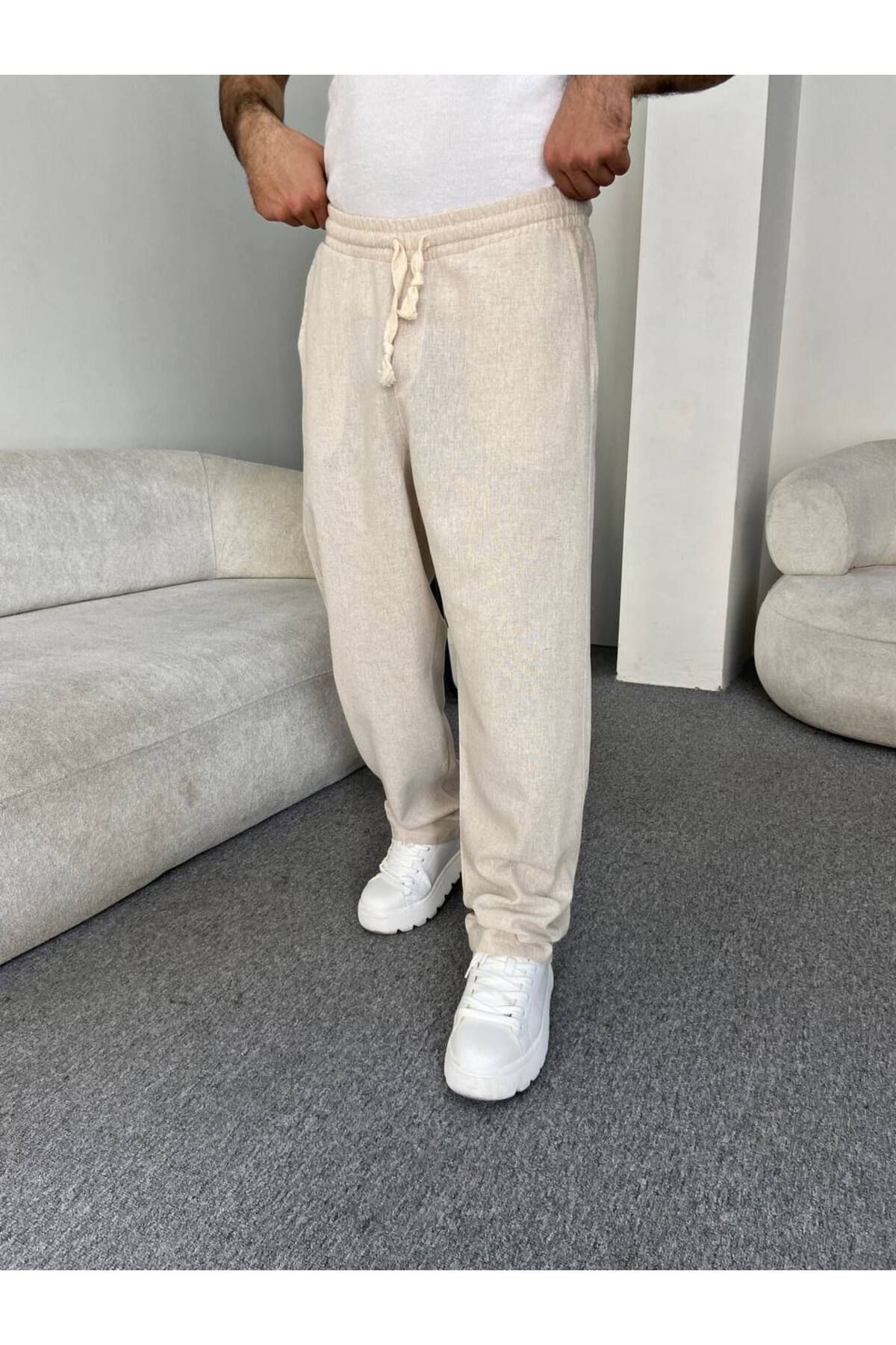 Thebomb Erkek Cotton Keten Bol Paça Pantolon Jogger Pnt2026