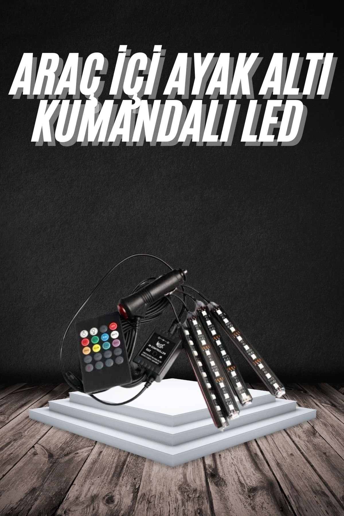 ÖYKÜ VE YİĞİT RGB Işıklı Araç İçi Aydınlatma Kumandalı 12'li Led Işık Renk Değiştirebilen