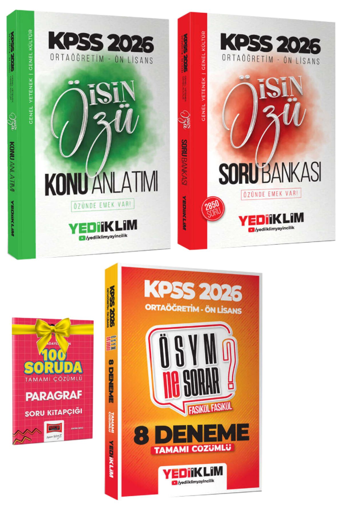 Yediiklim Yayınları 2026 Yediiklim KPSS Ortaöğretim Ön Lisans Konu Anlatım+Ortaöğretim Ön Lisans Soru Bankası+Deneme