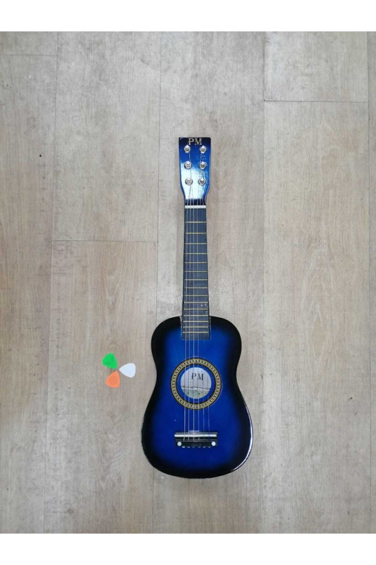 SİMGE Ahşap 6 Telli Akustik Çocuk Oyun Gitarı Mavi (Pena)