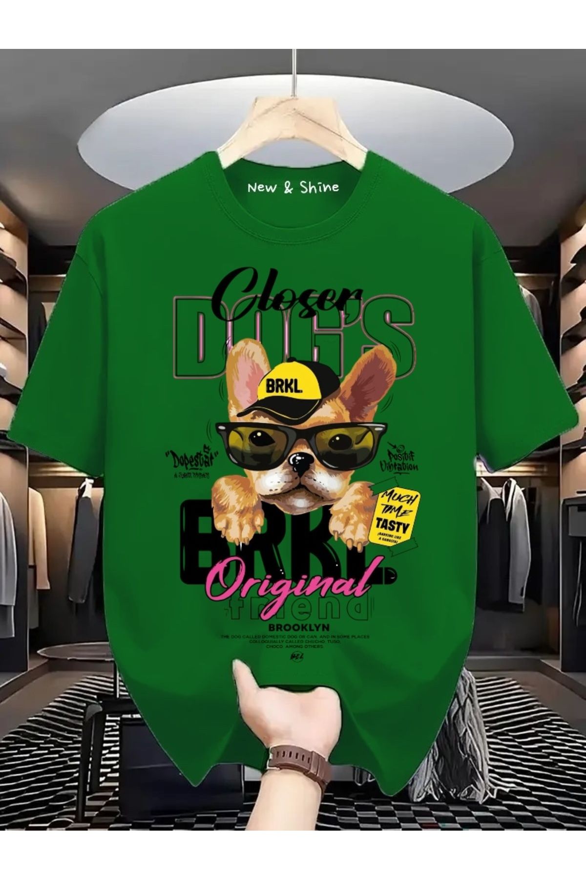 New Shine Köpek Baskılı Oversize T-Shirt