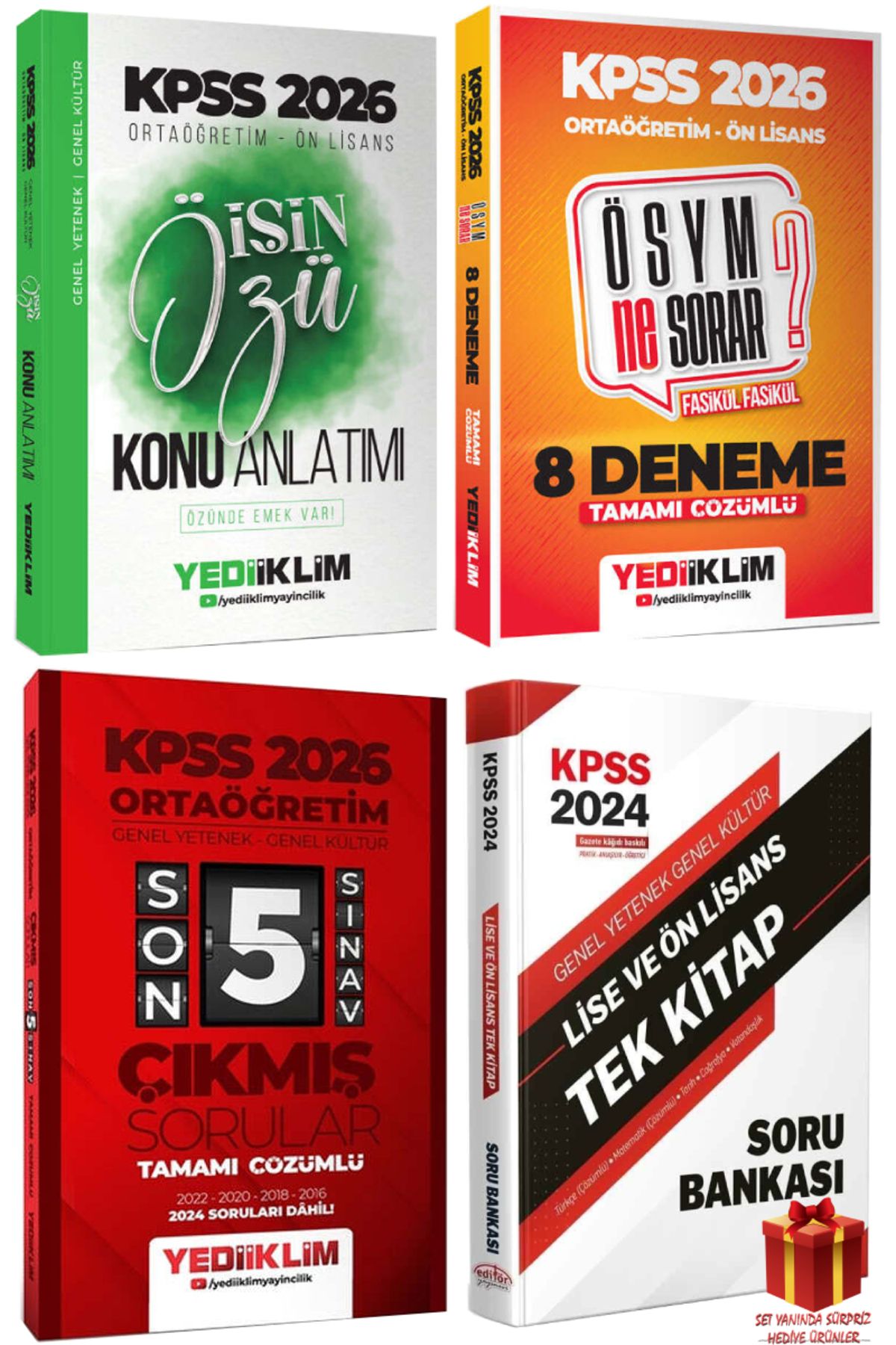 Yediiklim Yayınları 2026 Yediiklim KPSS Ortaöğretim Ön Lisans Konu Anlatım+Ortaöğretim Ön Lisans Deneme+Çıkmış S+Soru B