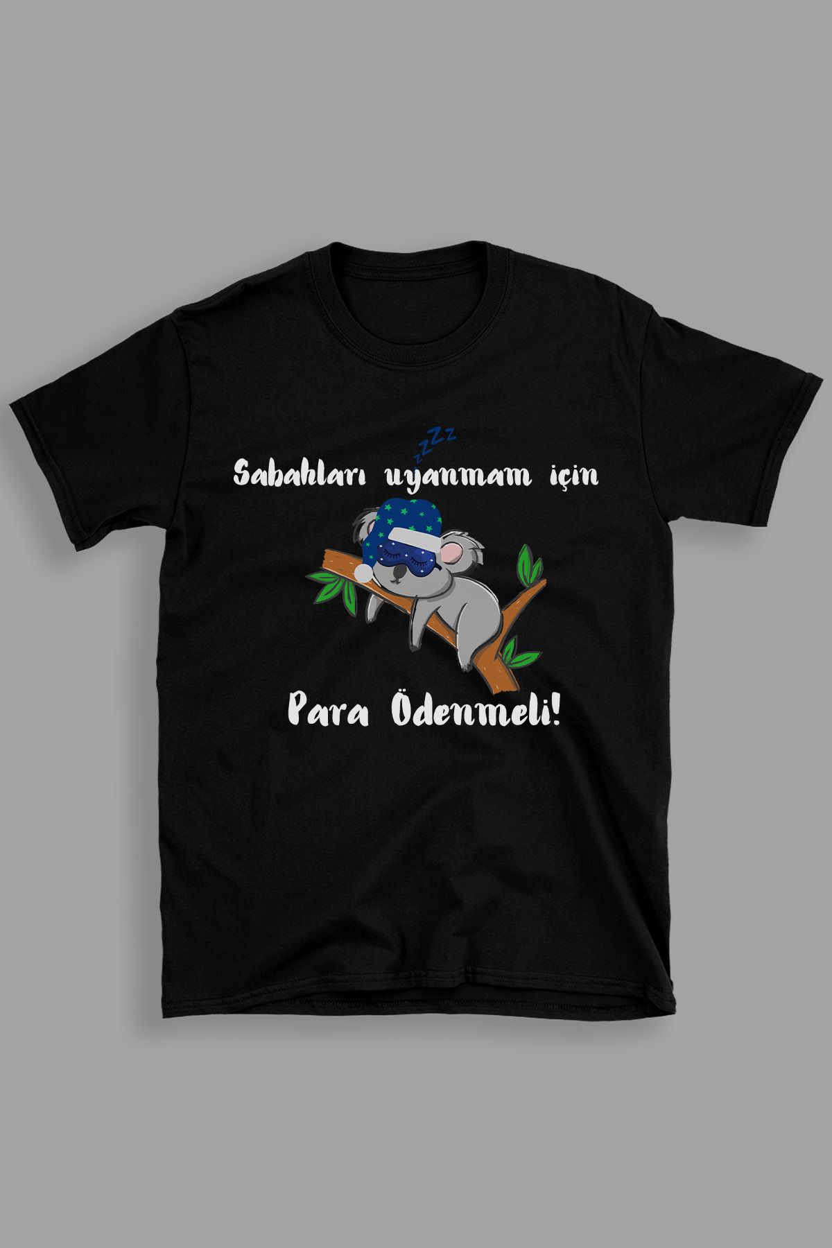 giftkonsept Sabahları Uyanmam İçin Para Ödenmeli Komik Hediyelik %100 Pamuklu Regular Siyah Tişört