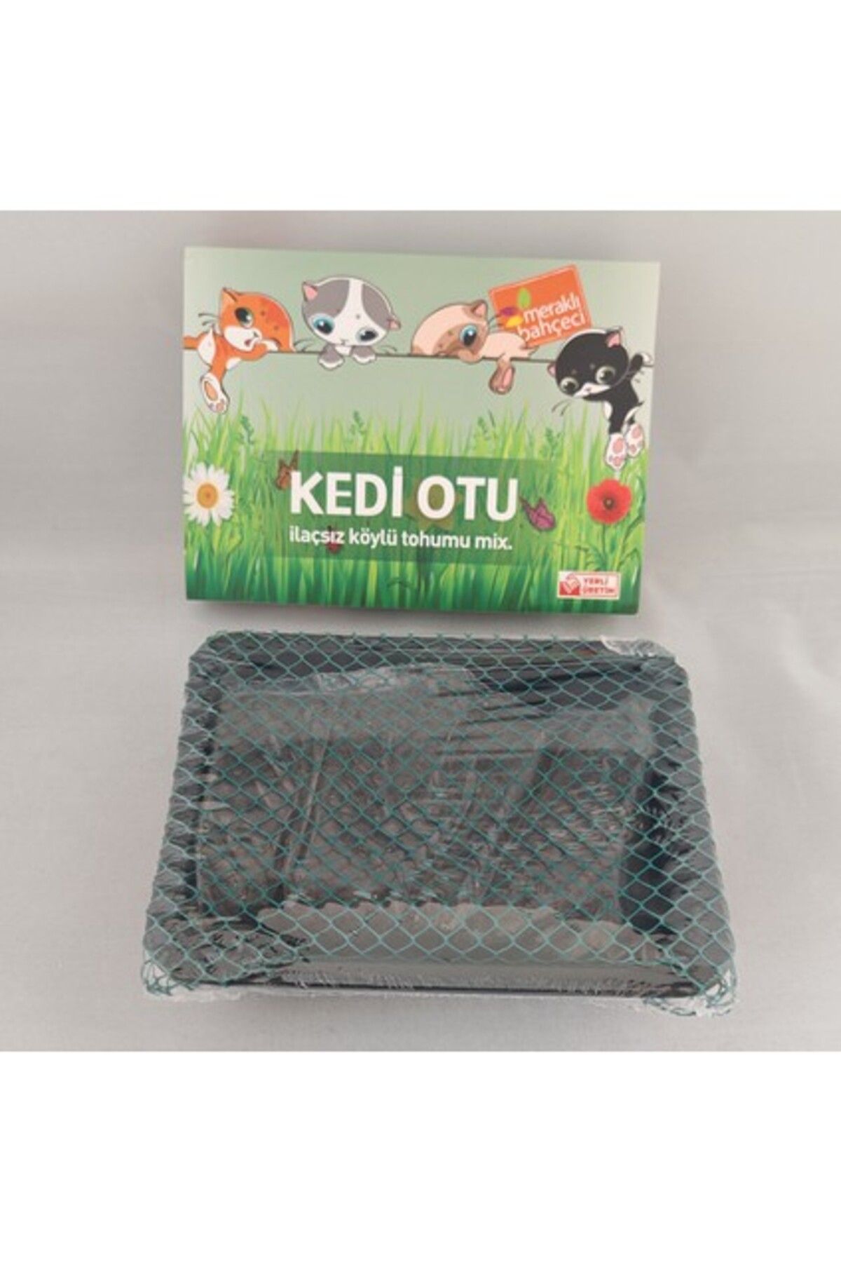 CONT Big Trend Store Kedi Otu Kit (Kedi Çimi Set) - Toprak, Saksı, Koruyucu File ve Tohum Seti