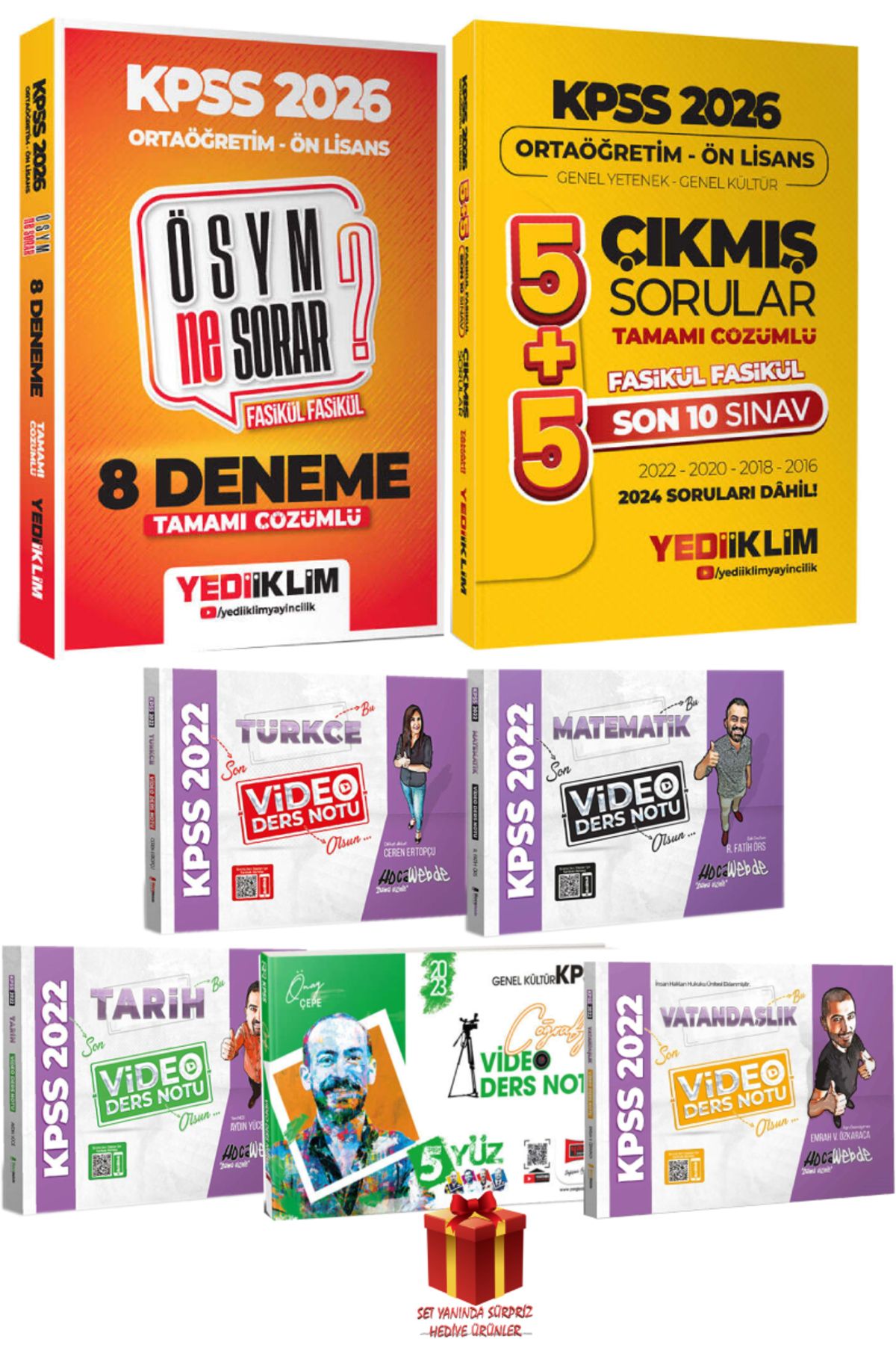 Yediiklim Yayınları 2026 Yediiklim KPSS Ortaöğretim Ön Lisans Deneme+Ortaöğretim Ön Lisans Çıkmış Sorular+Konu Anlatım