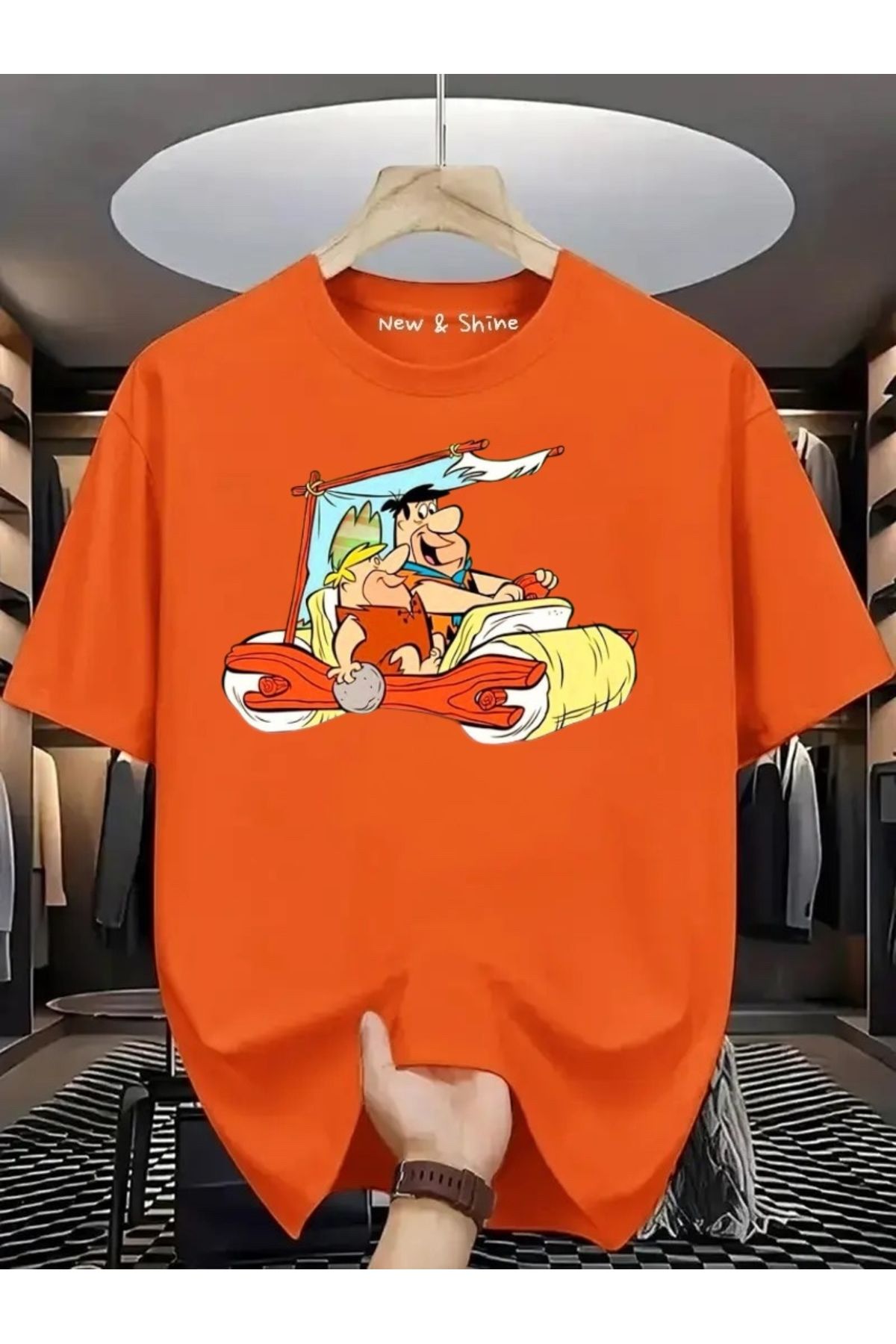 New Shine Çakmaktaş Baskılı Oversize T-Shirt