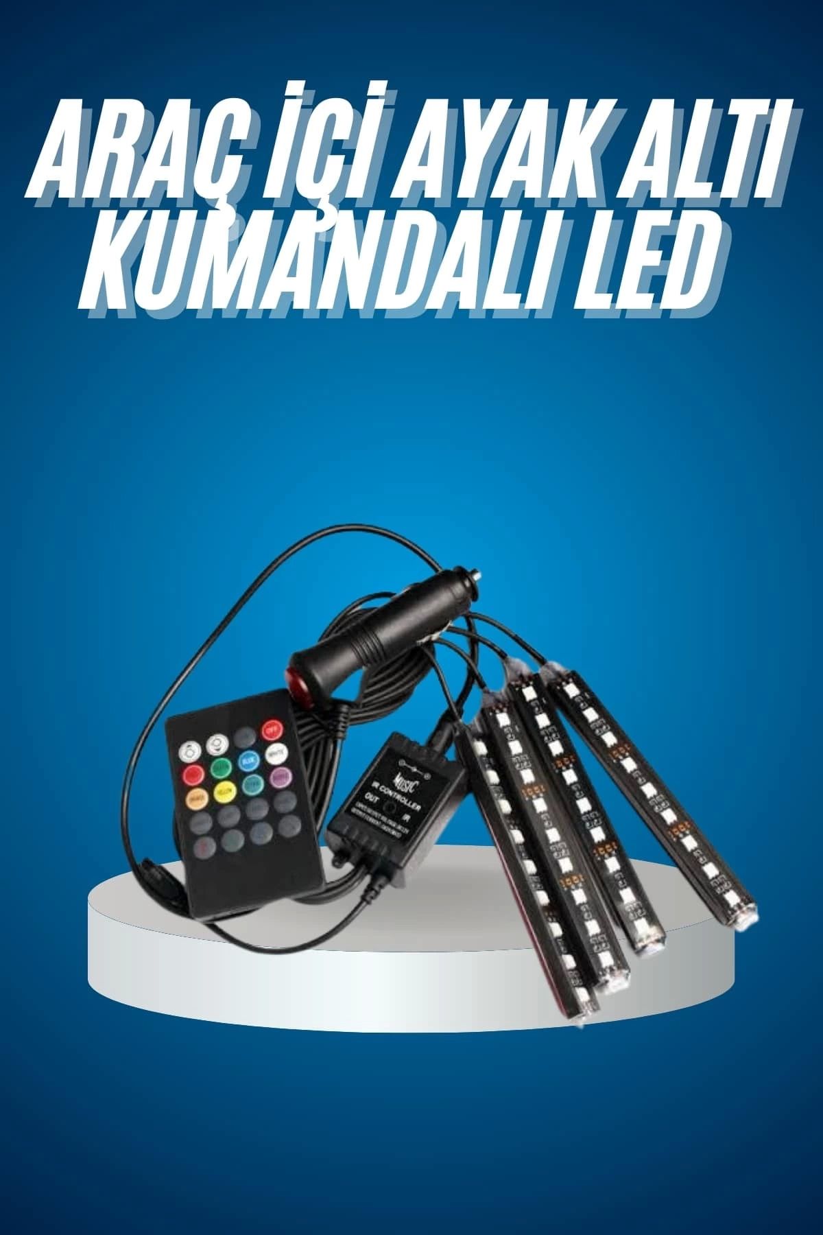 hayalimsah Araç Içi Aydınlatma Kumandalı 12 Led Ayak Altı Led Ambiyans Işığı Sese Duyarlı Kumandalı