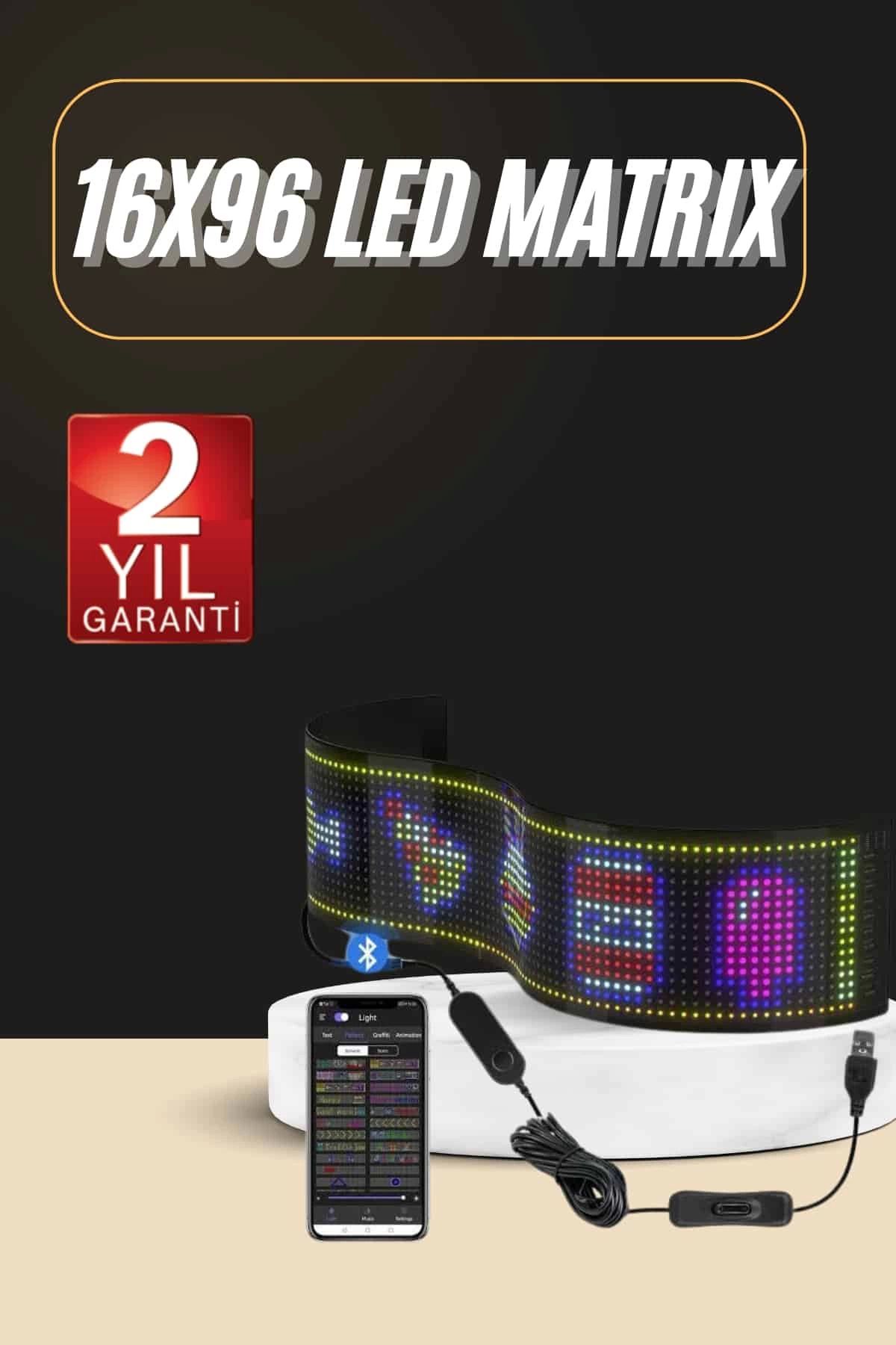 Heez Led Ekran Matrix Panel En Büyük Boy 16X96 Araba Yazısı 19.2x89.8 cm