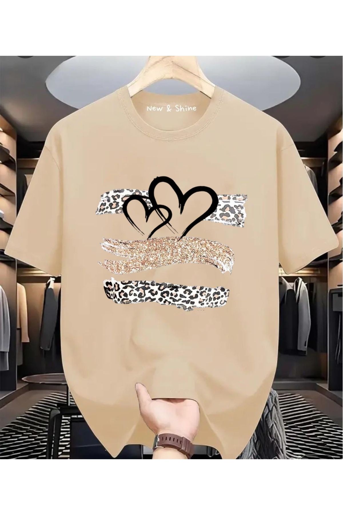 New Shine Kalpler Baskılı Oversize T-Shirt