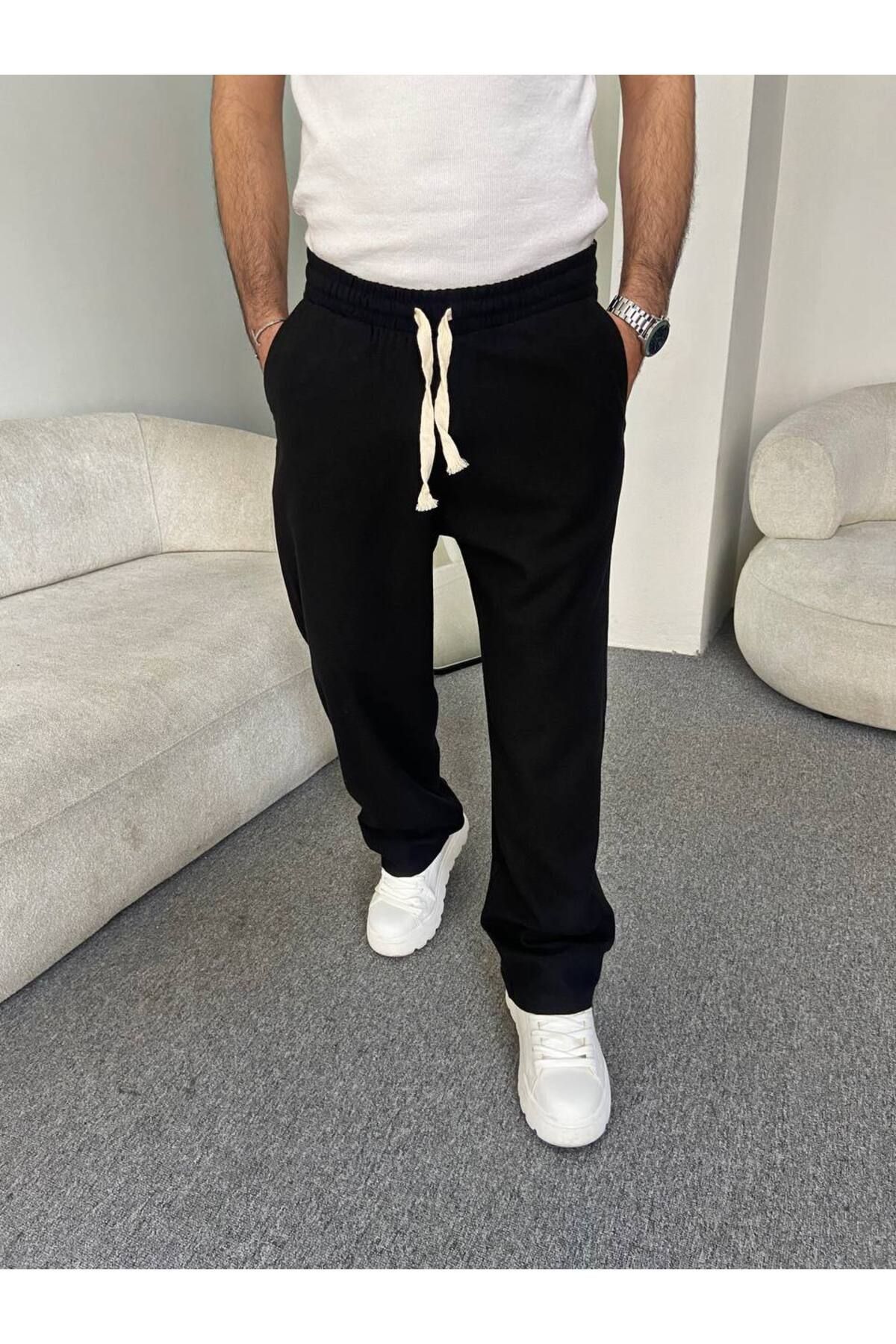 Thebomb Erkek Cotton Keten Bol Paça Pantolon Jogger Pnt2026