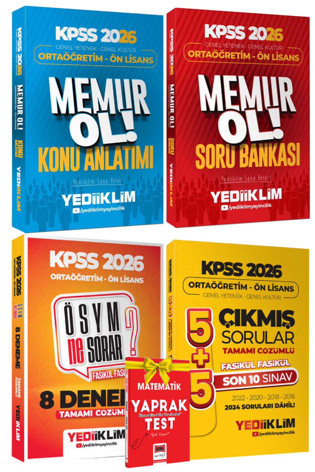 Yediiklim Yayınları 2026 Yediiklim KPSS Ortaöğretim Ön Lisans Konu Anlatım+Soru Bankası+Deneme+Çıkmış Sorular