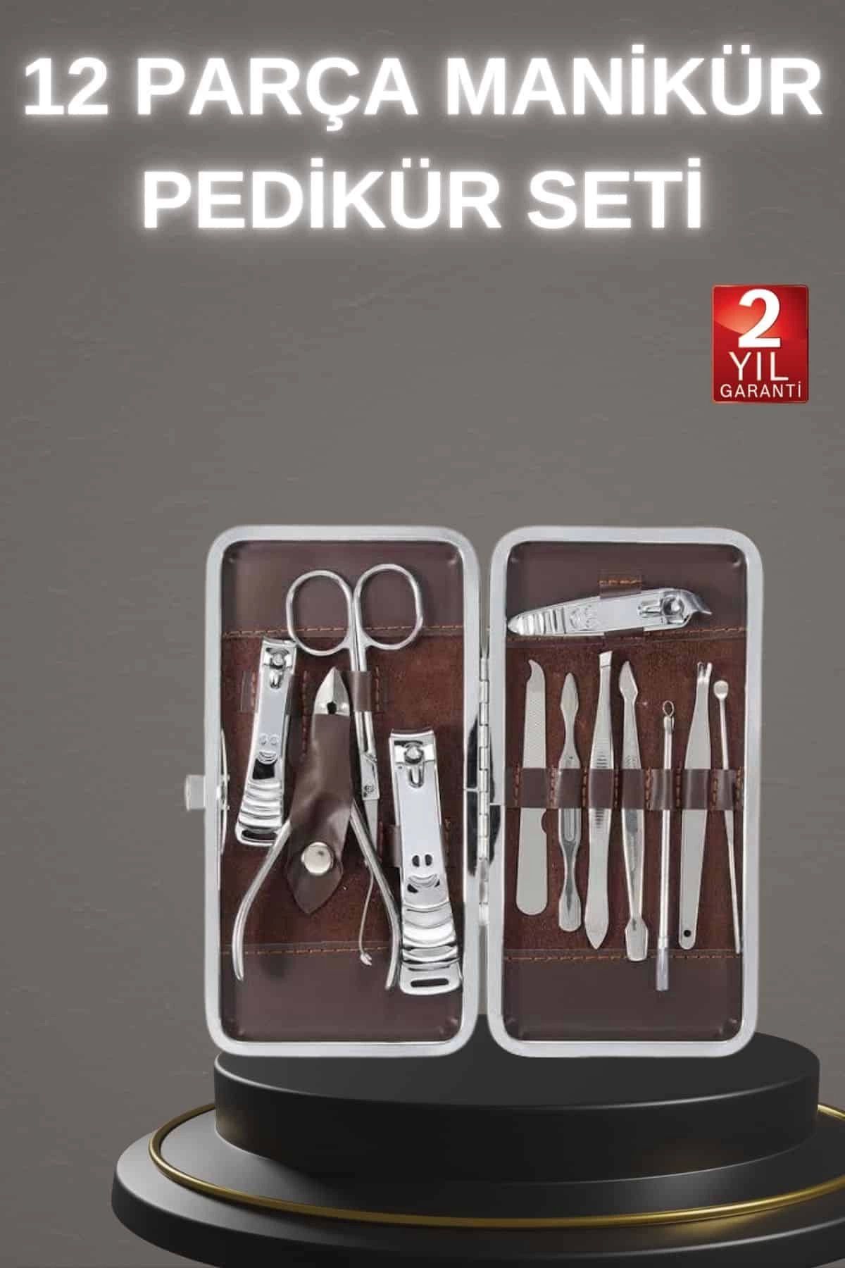 Heez 12 Parça Paslanmaz Çelik Kompakt ve Taşınabilir Manikür Makası Tırnak Makası