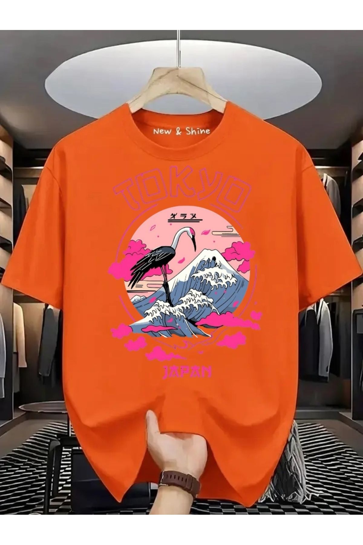New Shine Tokyo Leylak Baskılı Oversize T-Shirt