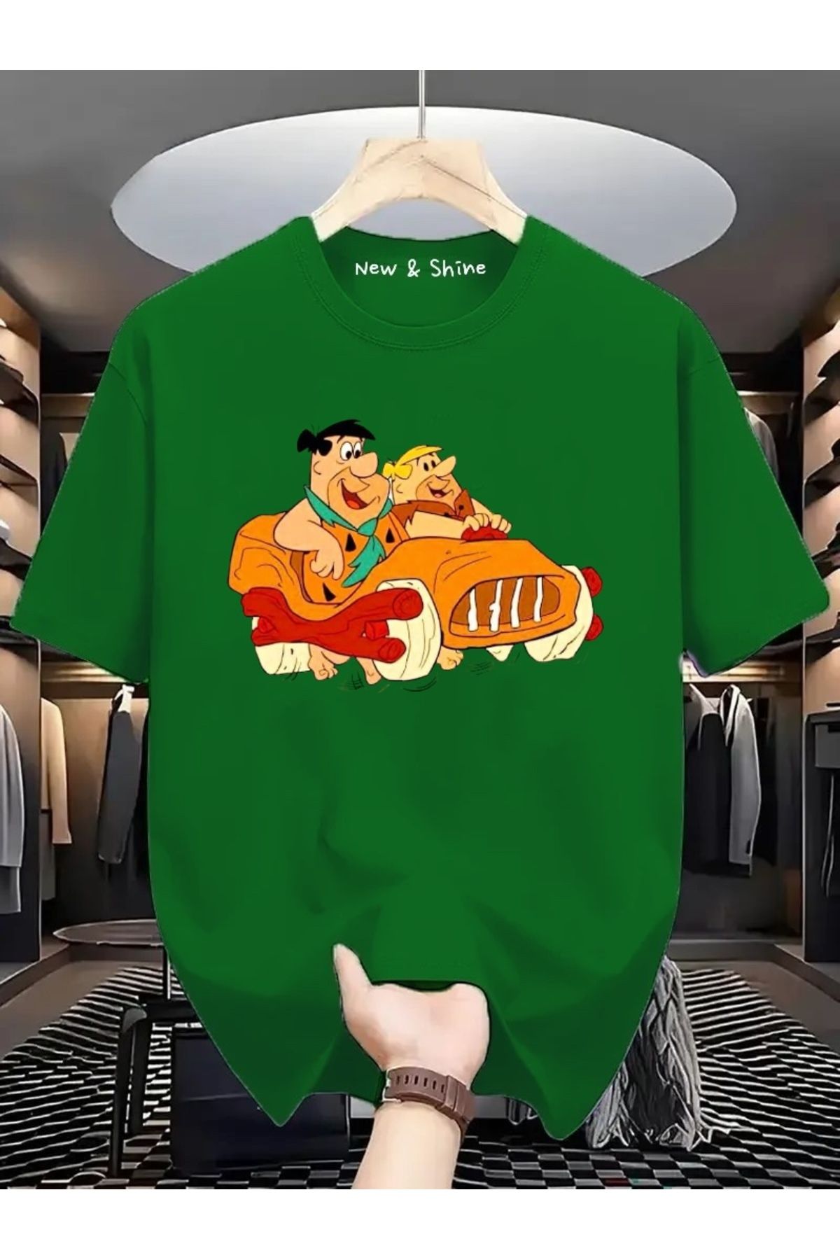 New Shine Çakmaktaş Baskılı Oversize T-Shirt