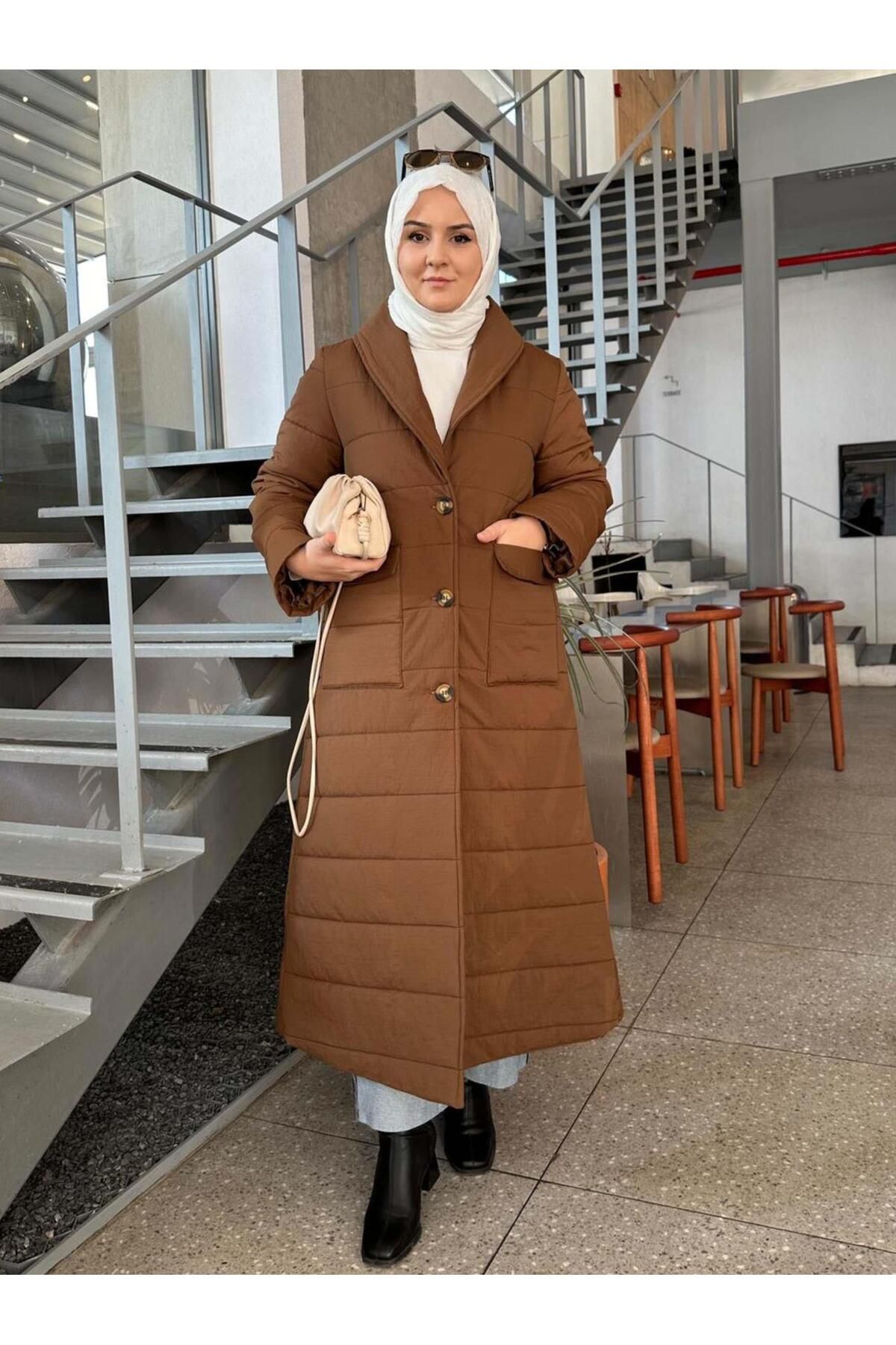 Berika YILDIRIM ŞAL YAKA ŞİŞME MONT KAHVE