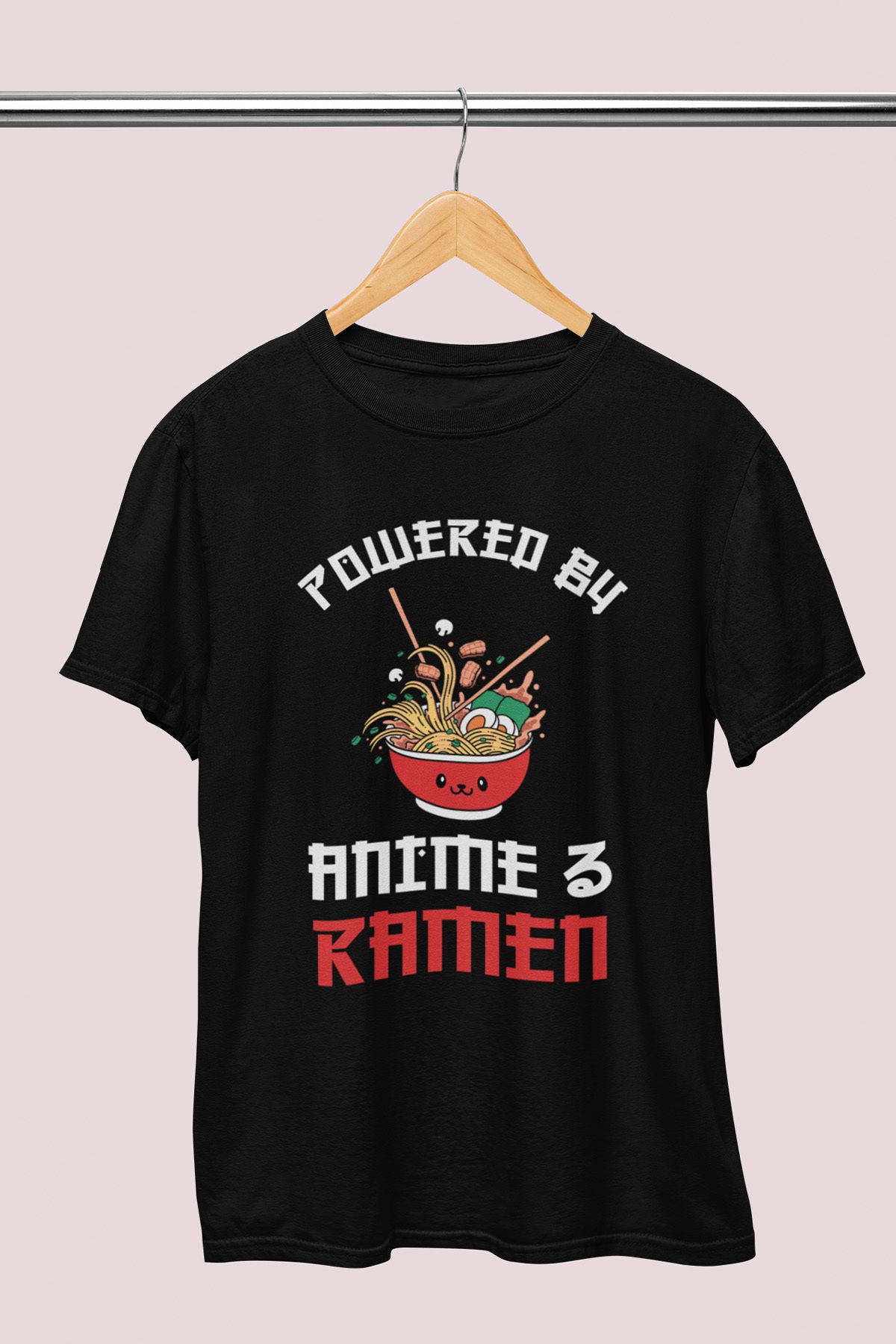 giftkonsept Powered By Anime & Ramen Anime Hediyelik %100 Pamuklu Regular Siyah Tişört