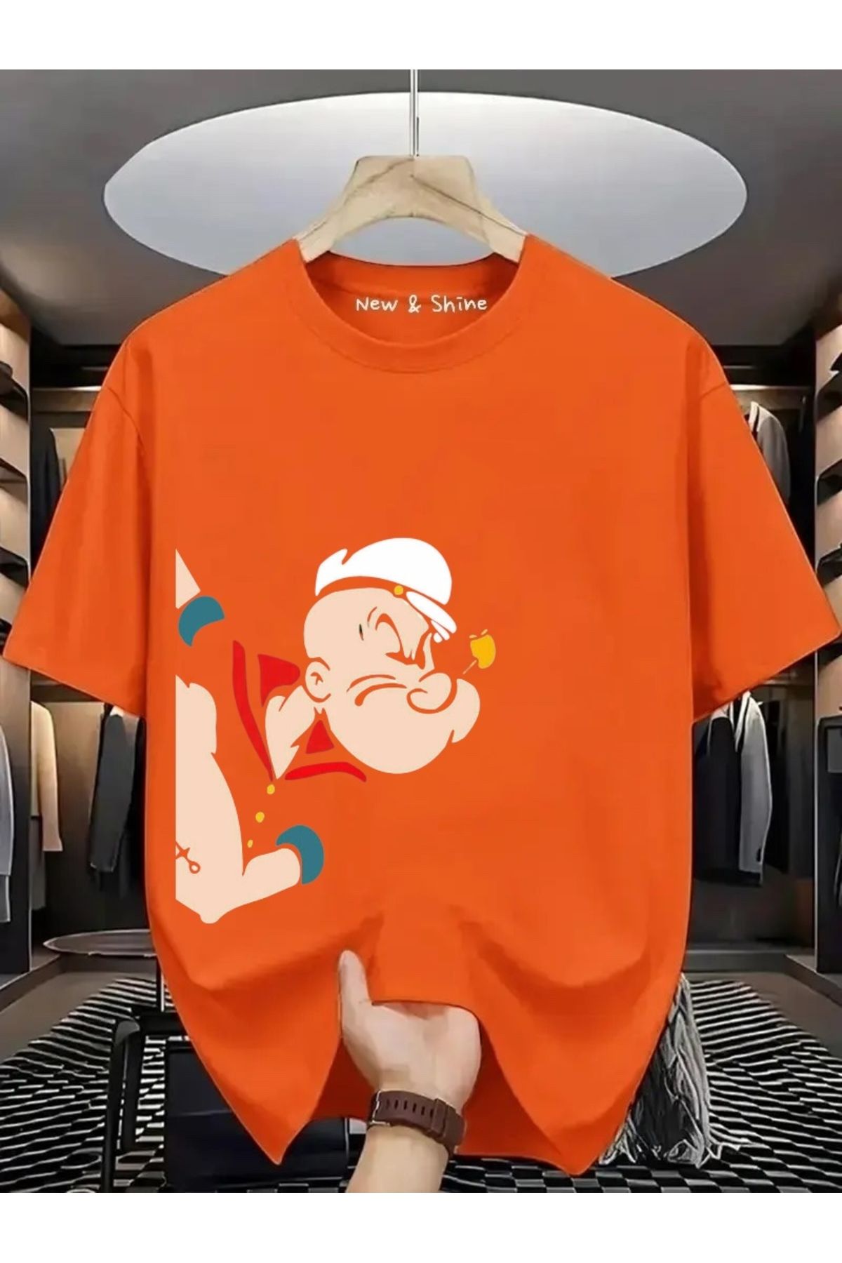 New Shine Temel Reis Yanda Baskılı Oversize T-Shirt