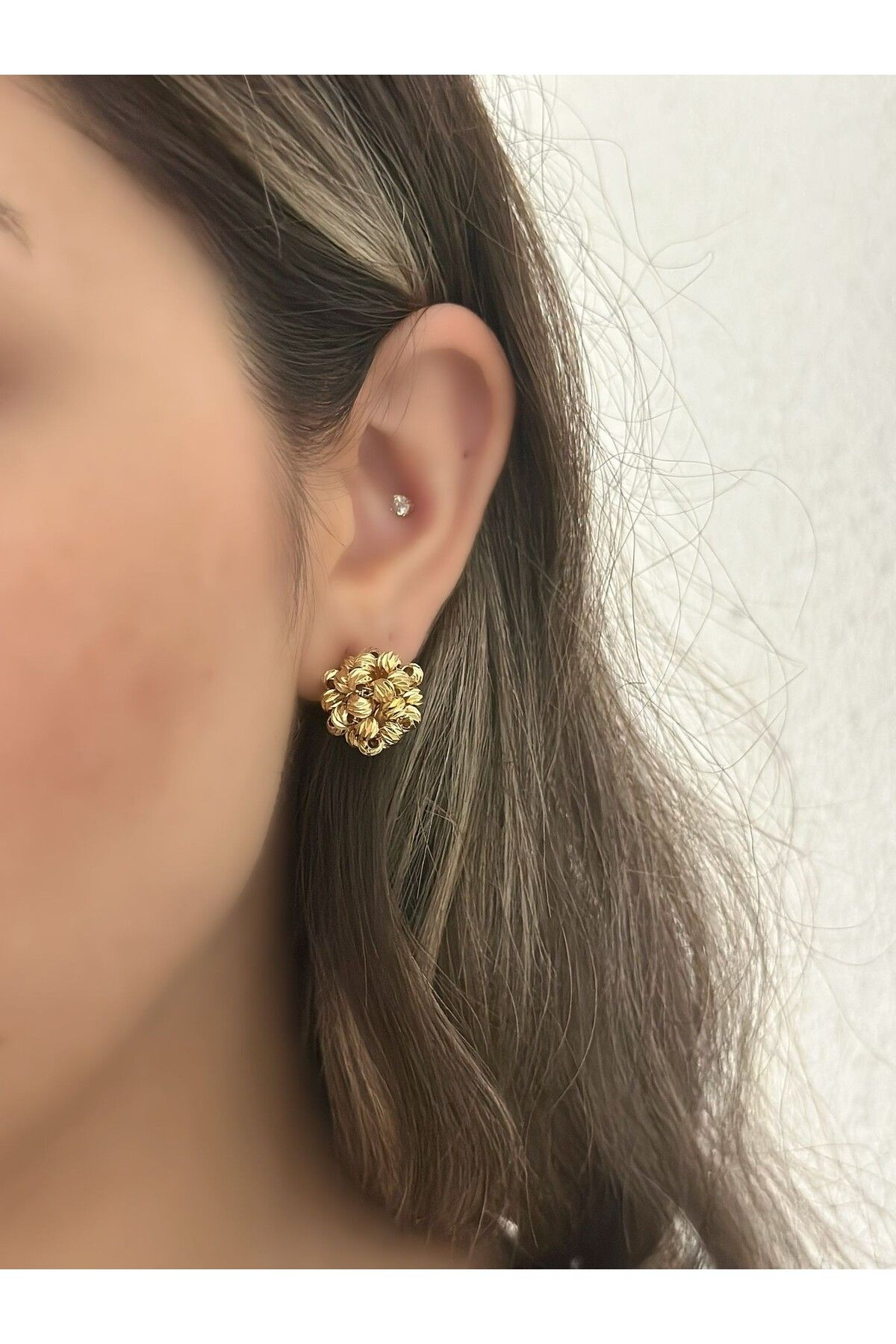MyladyAccessoriess Dorika Topçuk Detay Çelik Küpe