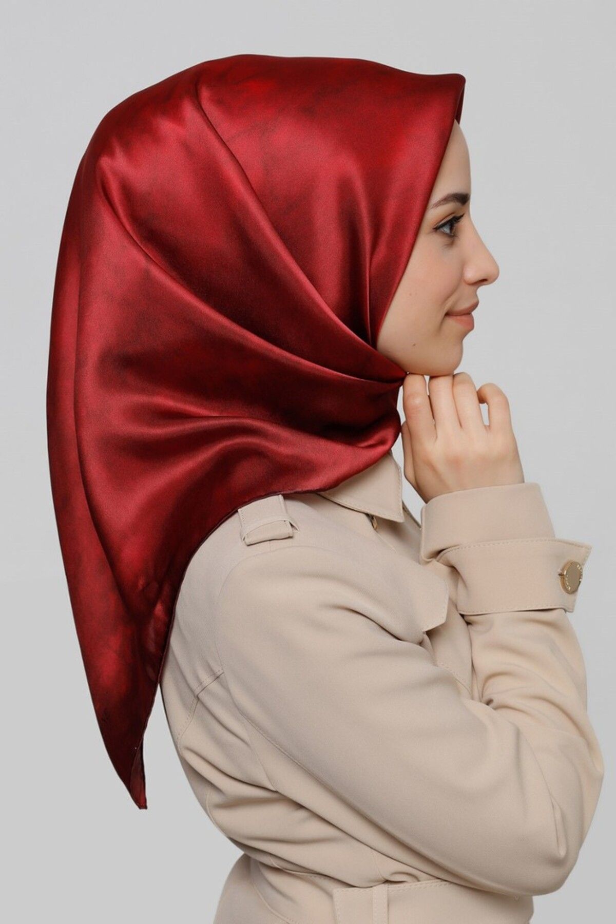 Armine Nostalji Serisi İpek Sura Eşarp 8333DS-80 Bulut Desen BORDO