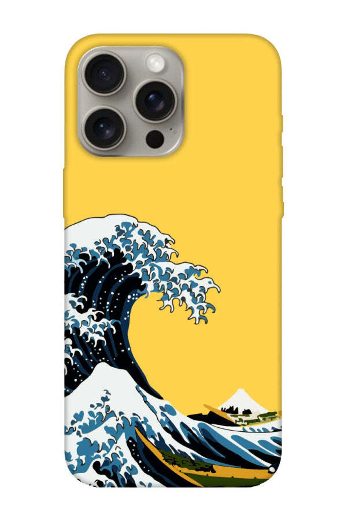 frondcase iPhone 15 Pro Kanagawa Sarı Telefon Kılıfı
