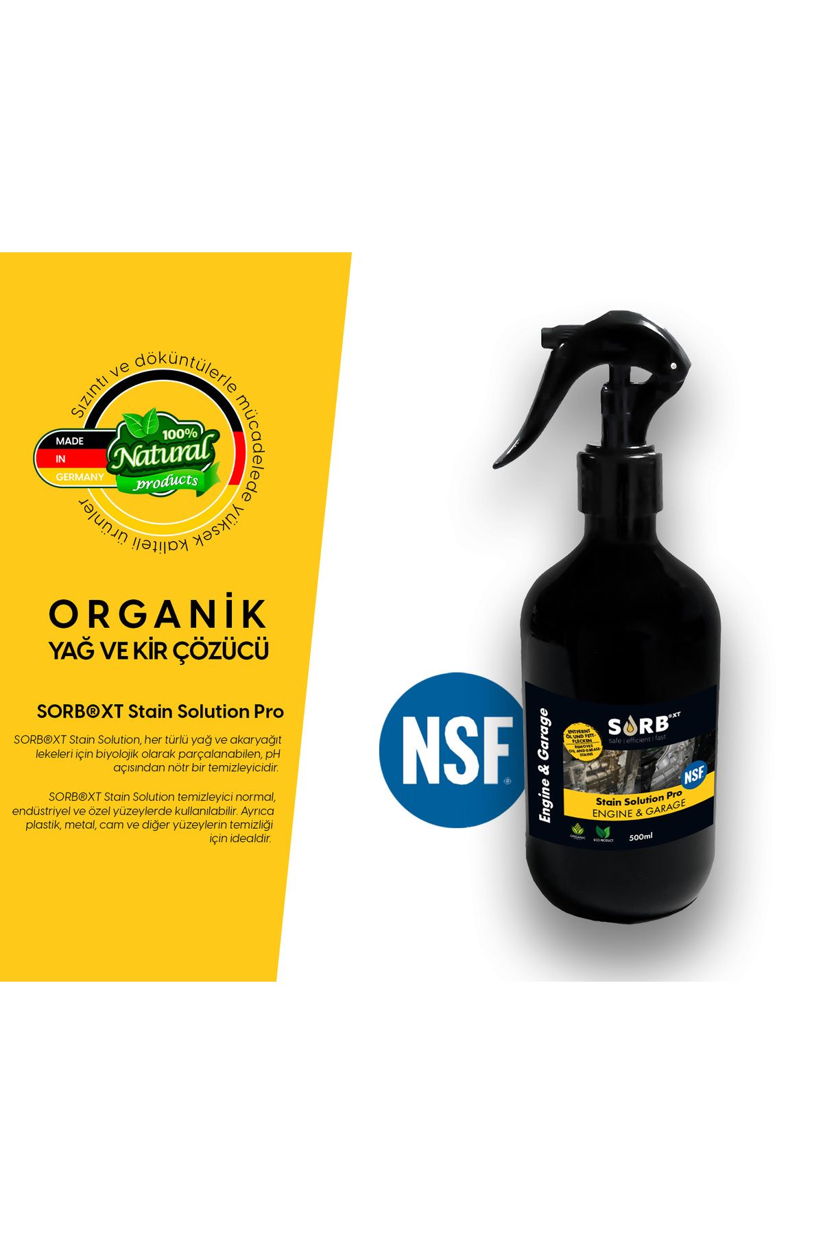 SORB ®XT Stain Solution Pro Engine & Garage Sprey - NSF onaylı organik yağ ve kir temizleme spreyi