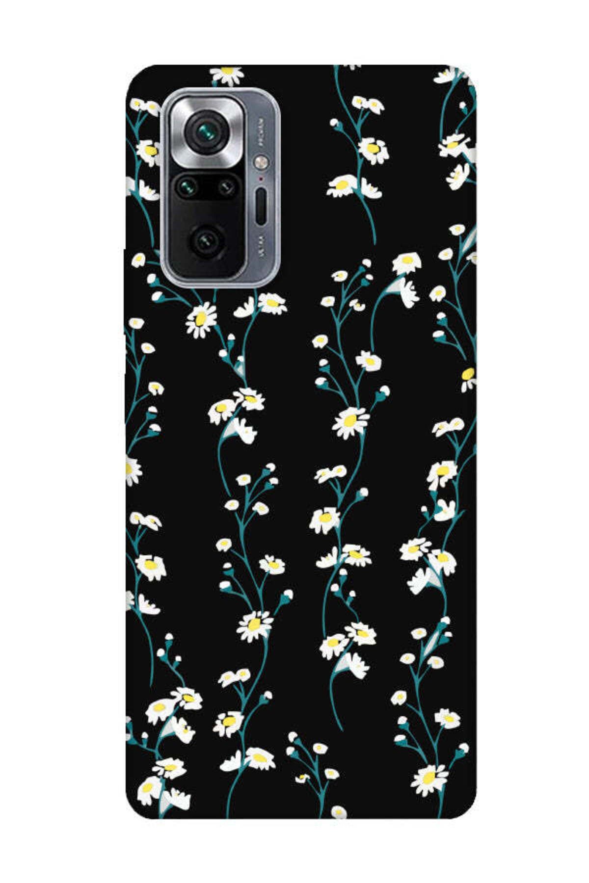 frondcase Redmi Note 10 Pro Papatya Sarmaşığı Siyah Telefon Kılıfı