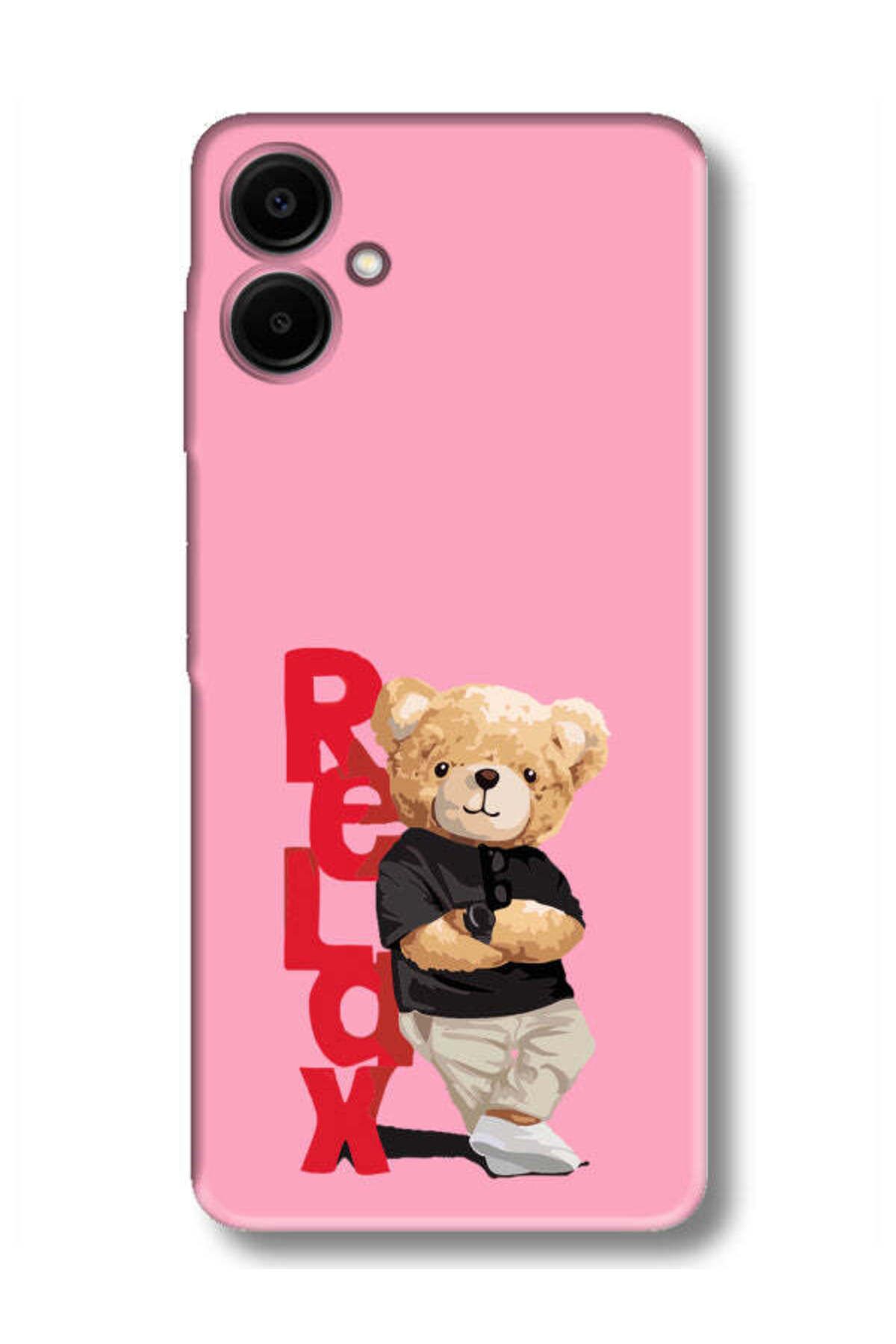 frondcase Samsung A06 Teddy Bear Relax Pembe Telefon Kılıfı