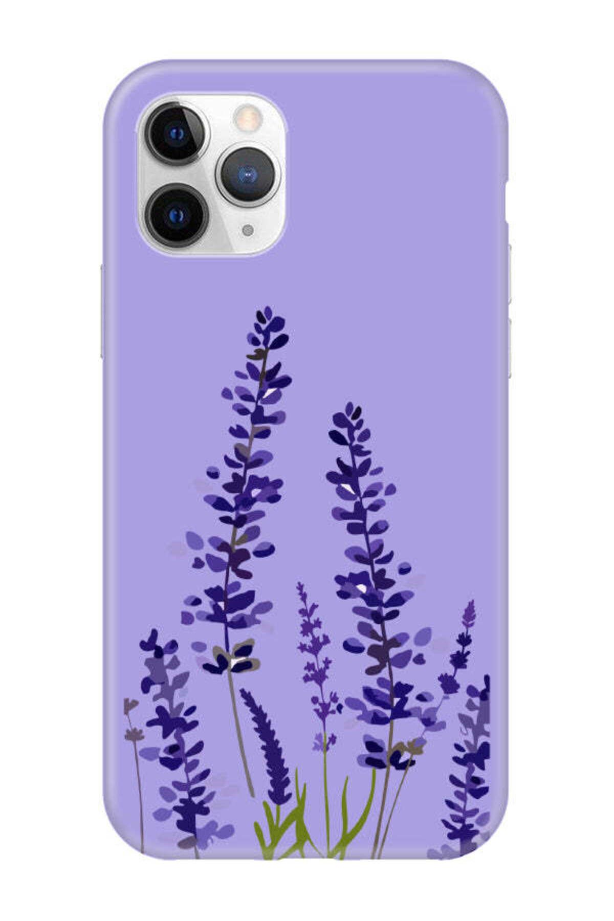 frondcase iPhone 11 Pro Lavanta Desenli Lila Telefon Kılıfı