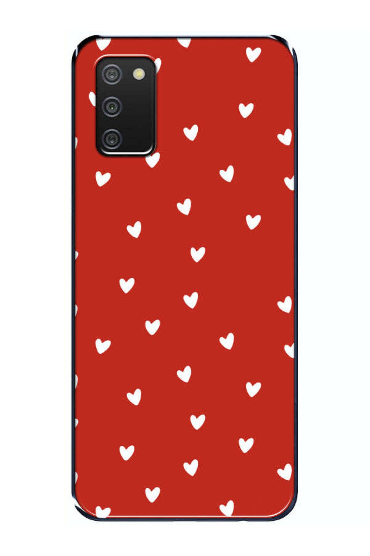 frondcase Samsung A02S Küçük Kalpler Kırmızı Telefon Kılıfı