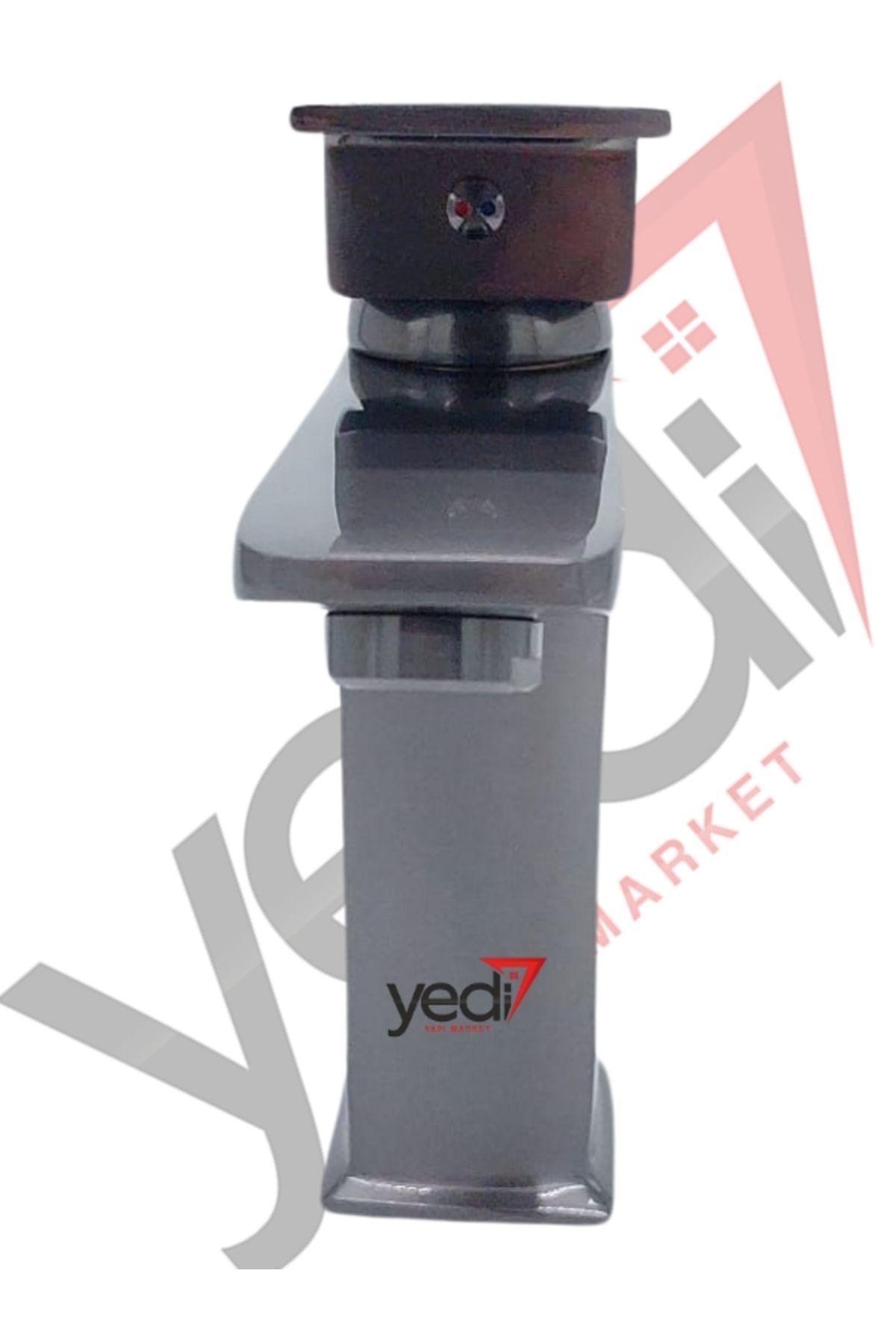 yediyapı Antrasit Kare Model Sabit Lavabo Bataryası