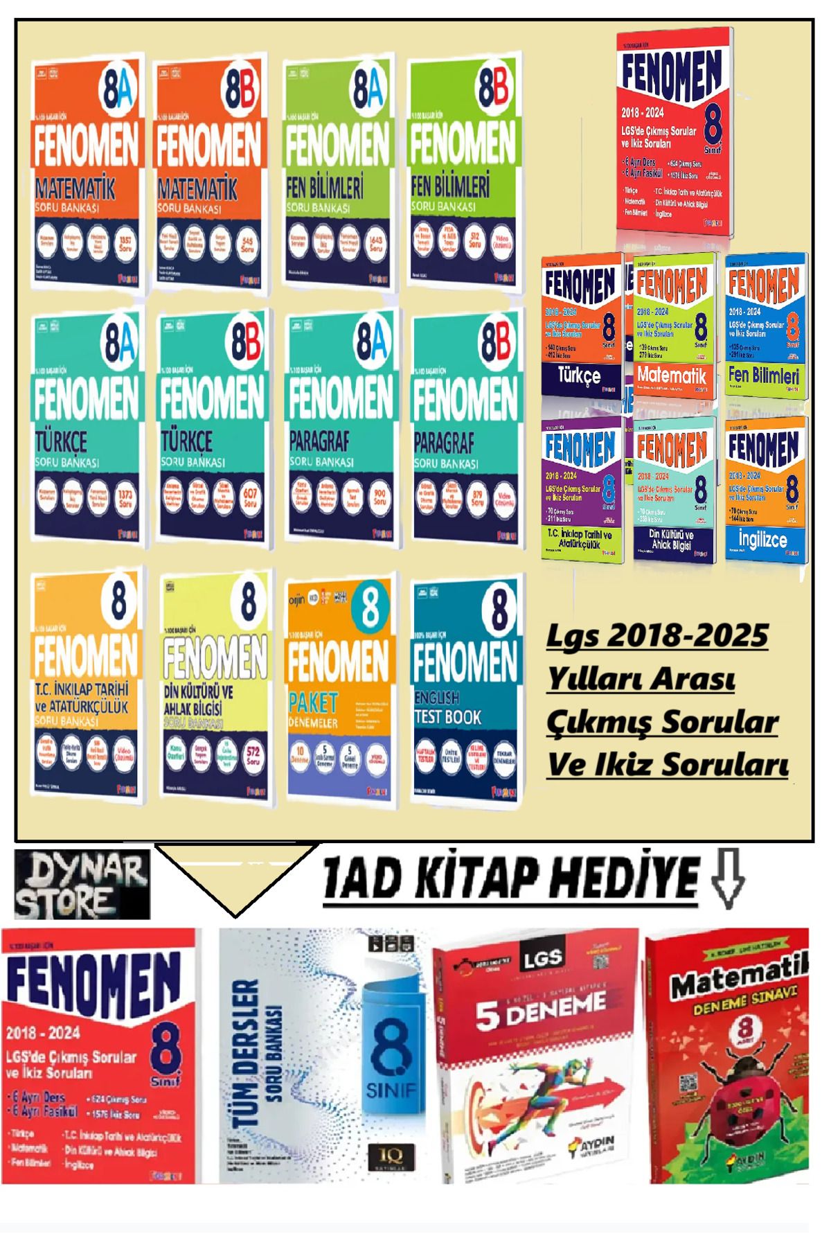 Fenomen Yayıncılık 8. Sınıf Matematik - Fen - Türkçe - Paragraf - İnkılap - Din - Paket Deneme - English- Çıkmış soru