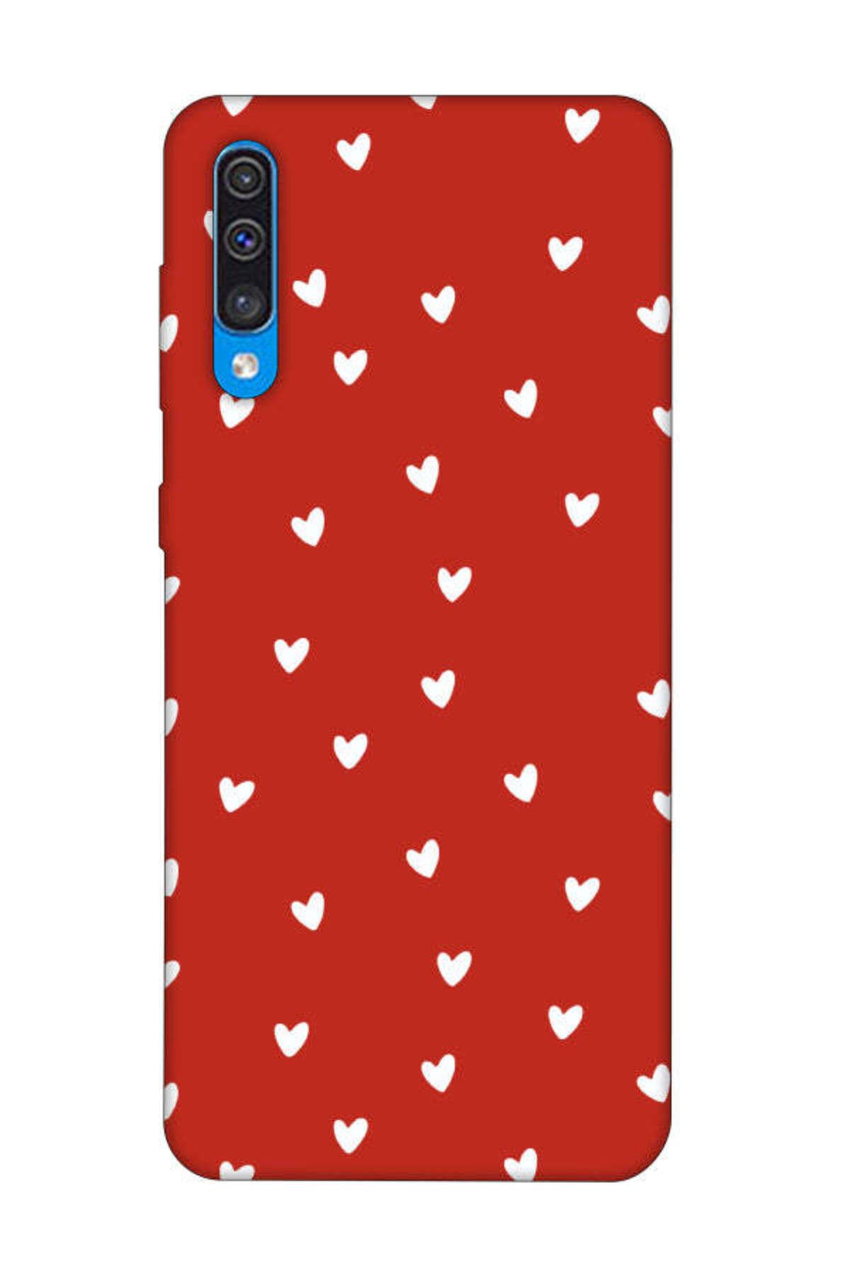 frondcase Samsung A30S Küçük Kalpler Kırmızı Telefon Kılıfı