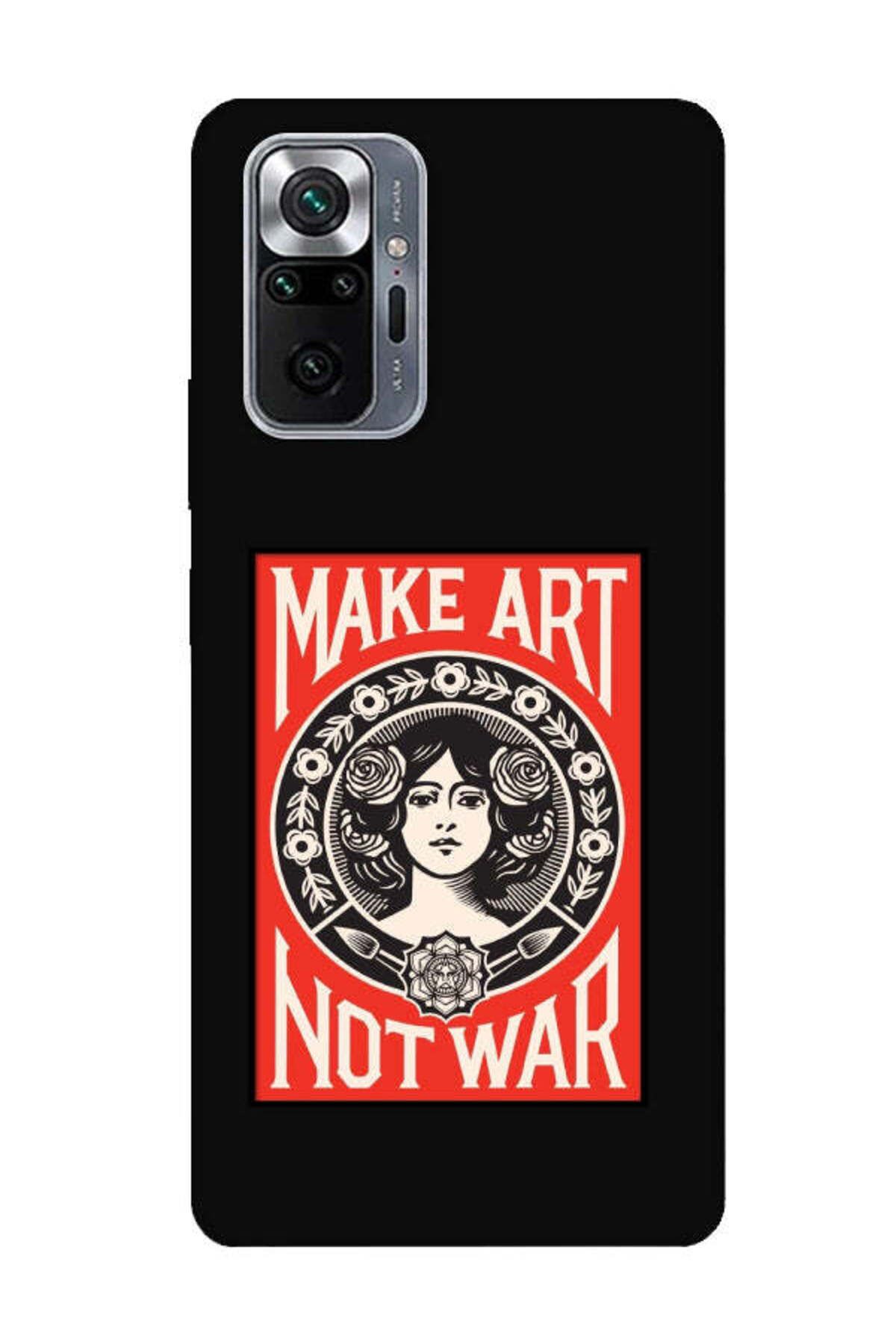 frondcase Redmi Note 10 Pro Make Art Not War Siyah Telefon Kılıfı
