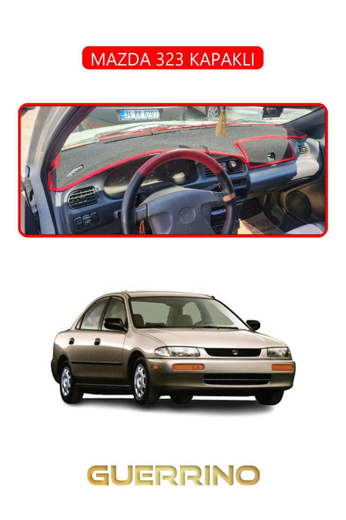 Guerrino MAZDA 323 KAPAKLITORPİDO KORUMA HALISI KIRMIZI KENAR